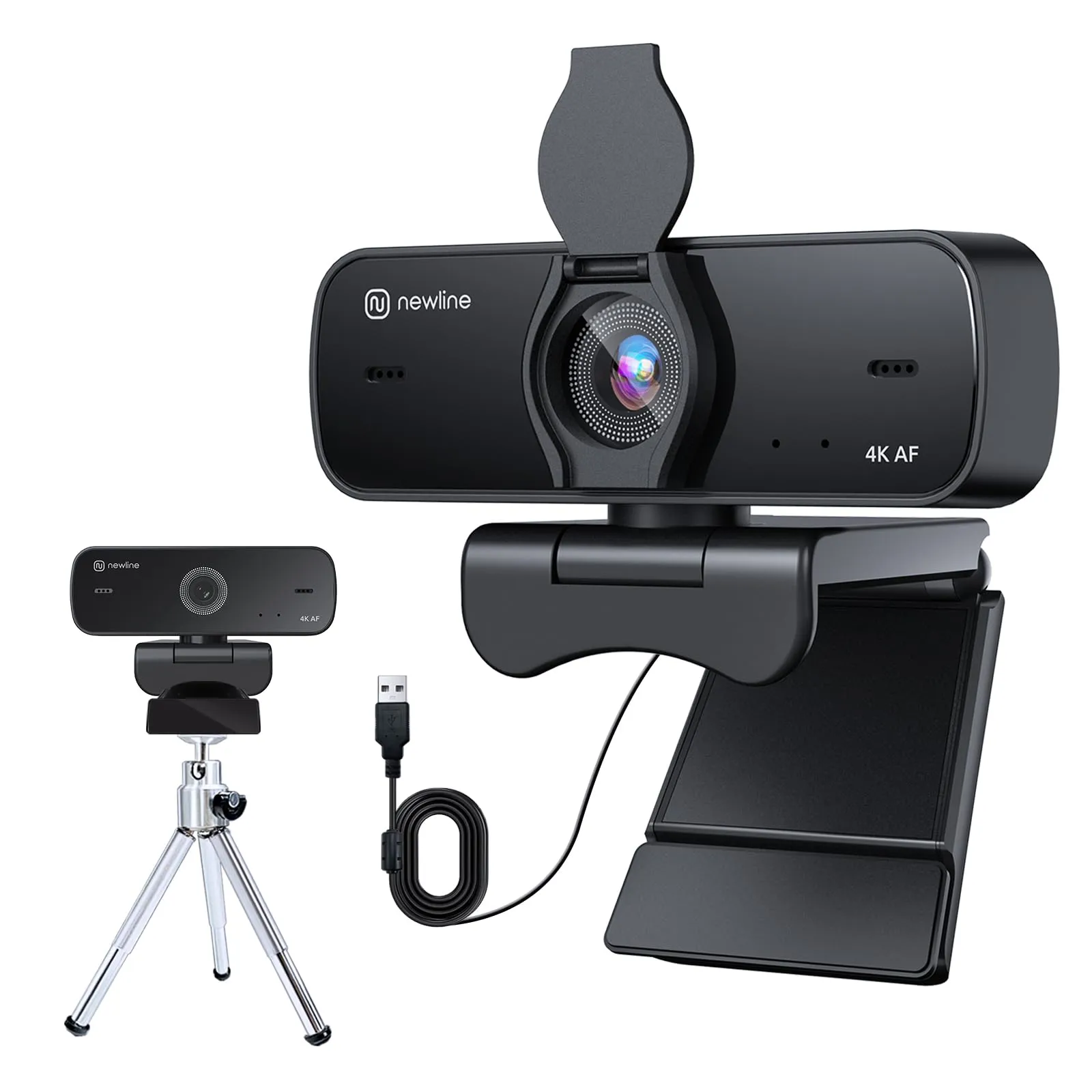 Newline NewEye60 4K UHD Webcam NE-C305 with Dual Noise-Cancelling Microphones, Auto-Focus, Privacy Shutter and Tripod for PC Mac Desktop - immagine 1