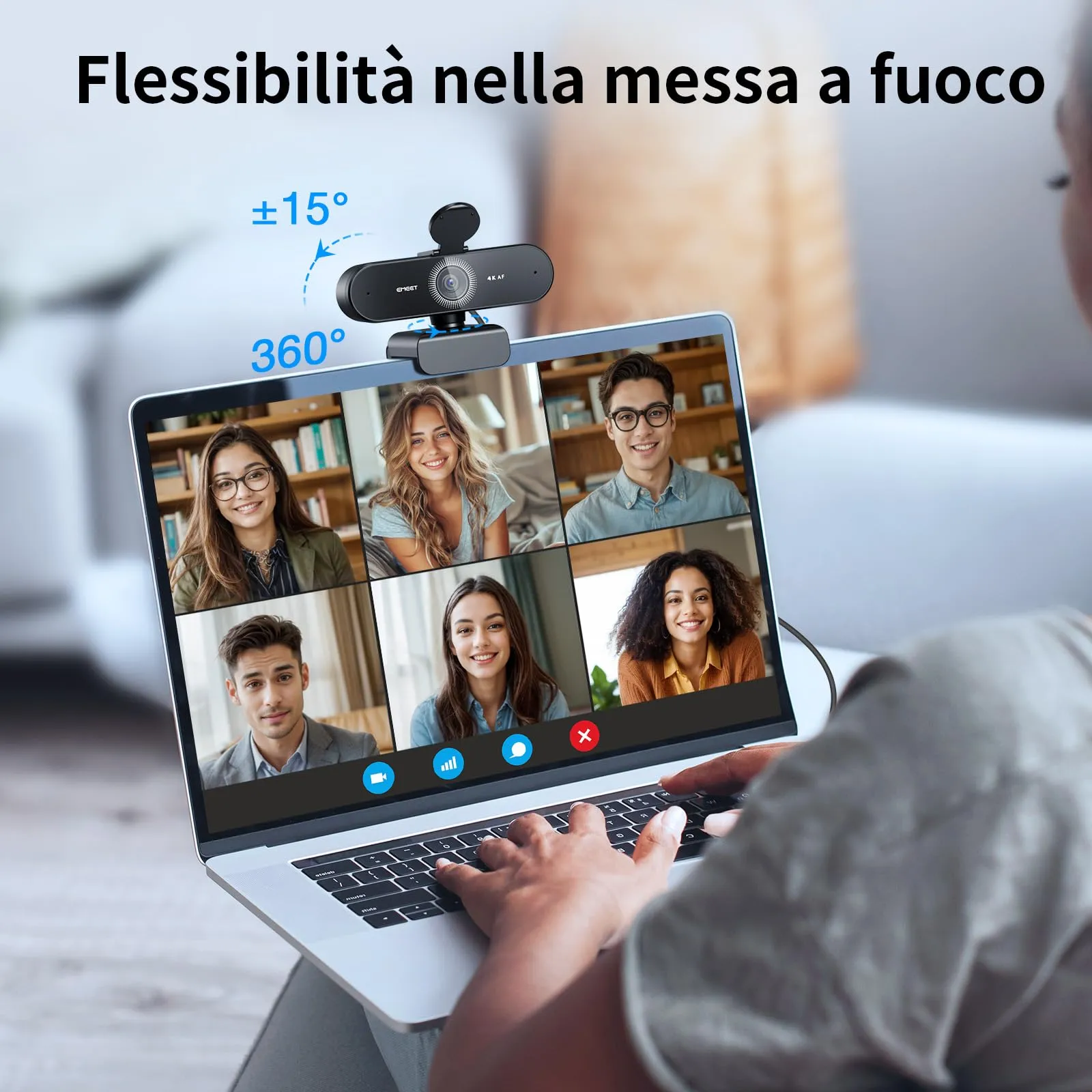 EMEET NOVA 4K Webcam, Ultra HD with PDAF Autofokus, Dual Noise-Canceling Microphones, 73° Field of View and Privacy Cover - immagine 4