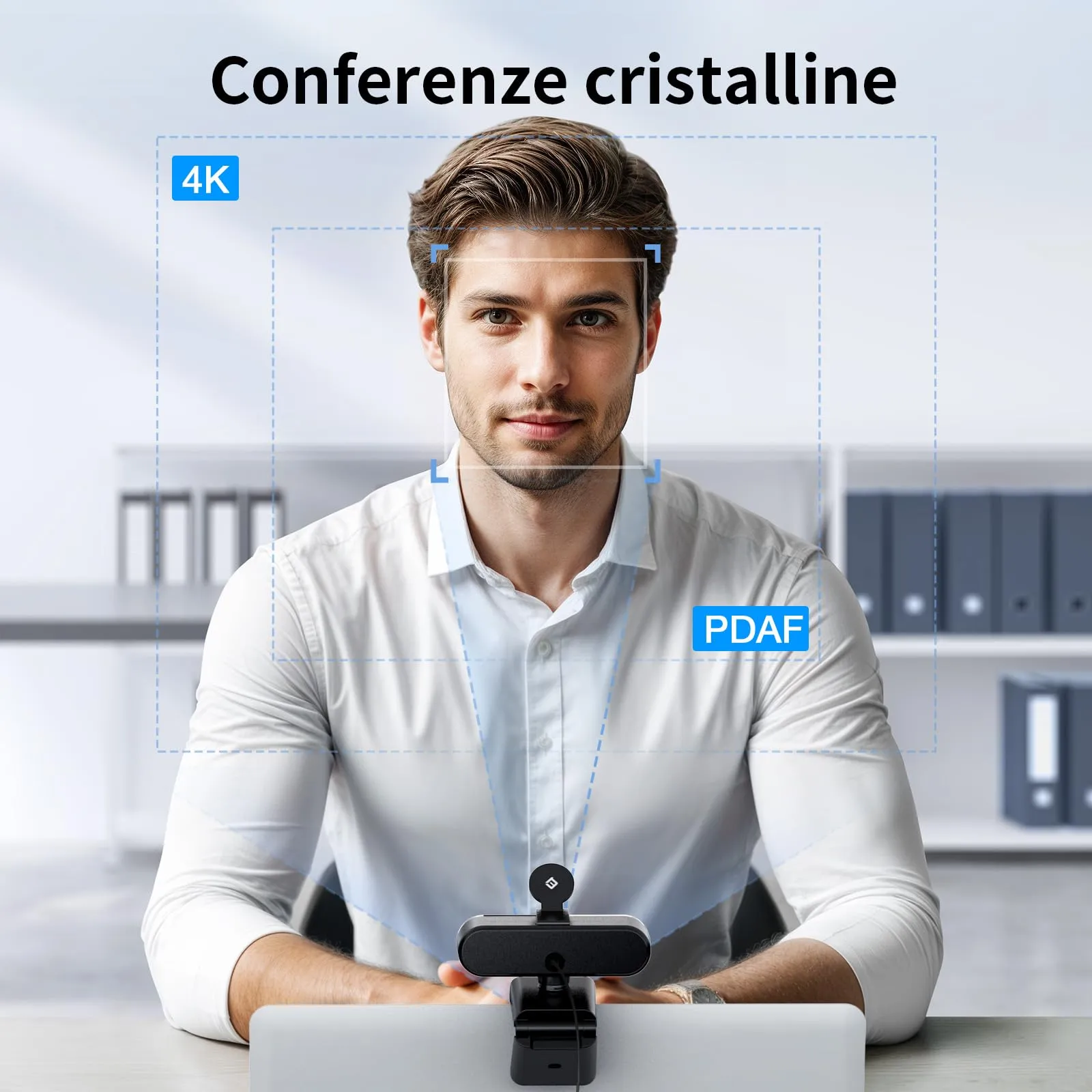 EMEET NOVA 4K Webcam, Ultra HD with PDAF Autofokus, Dual Noise-Canceling Microphones, 73° Field of View and Privacy Cover - immagine 5