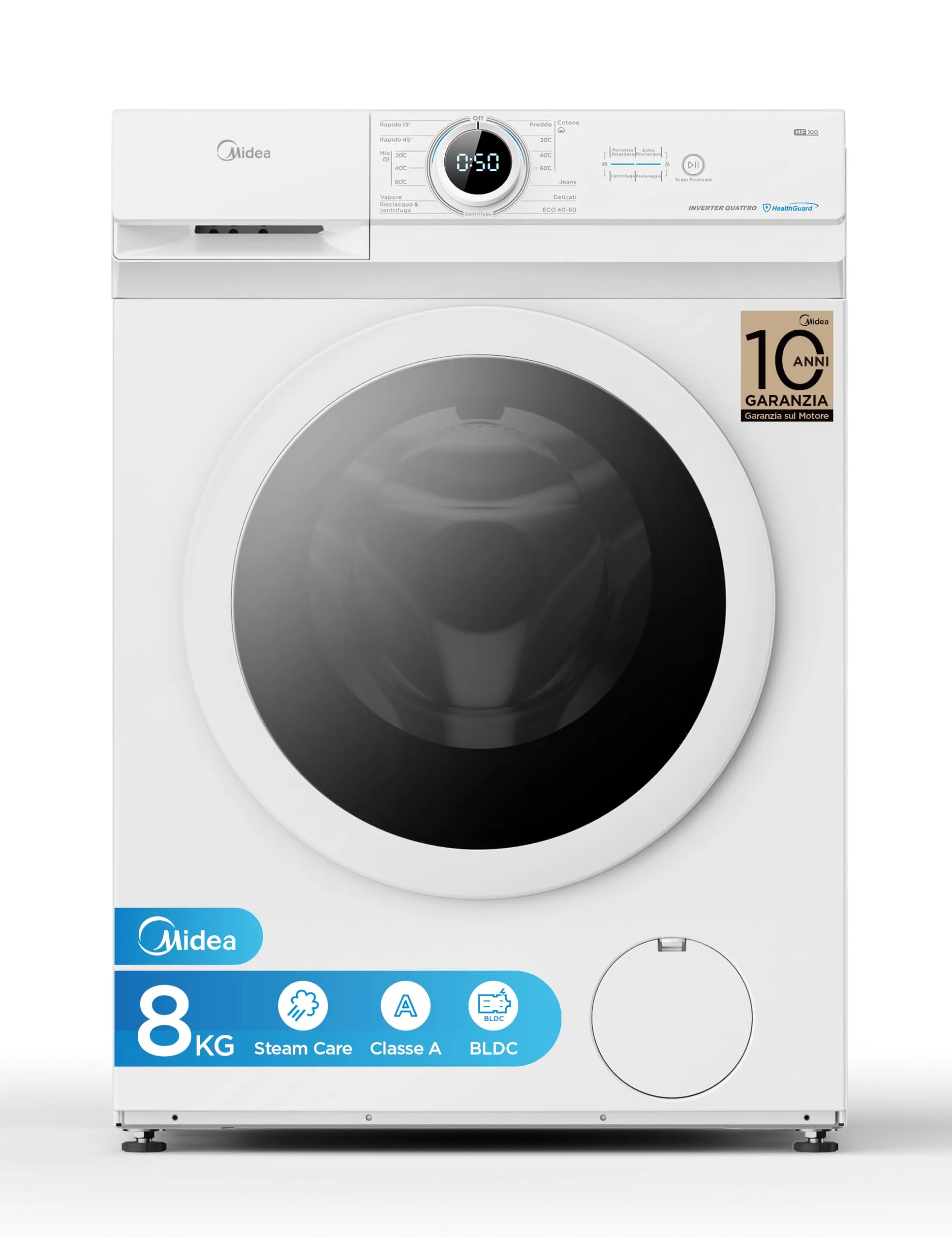 Midea Lavatrice Slim 8 kg Classe A 1400 Giri Motore BLDC MF10EW80B - immagine 1