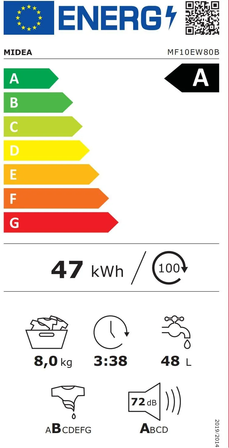 Midea Lavatrice Slim 8 kg Classe A 1400 Giri Motore BLDC MF10EW80B - immagine 10