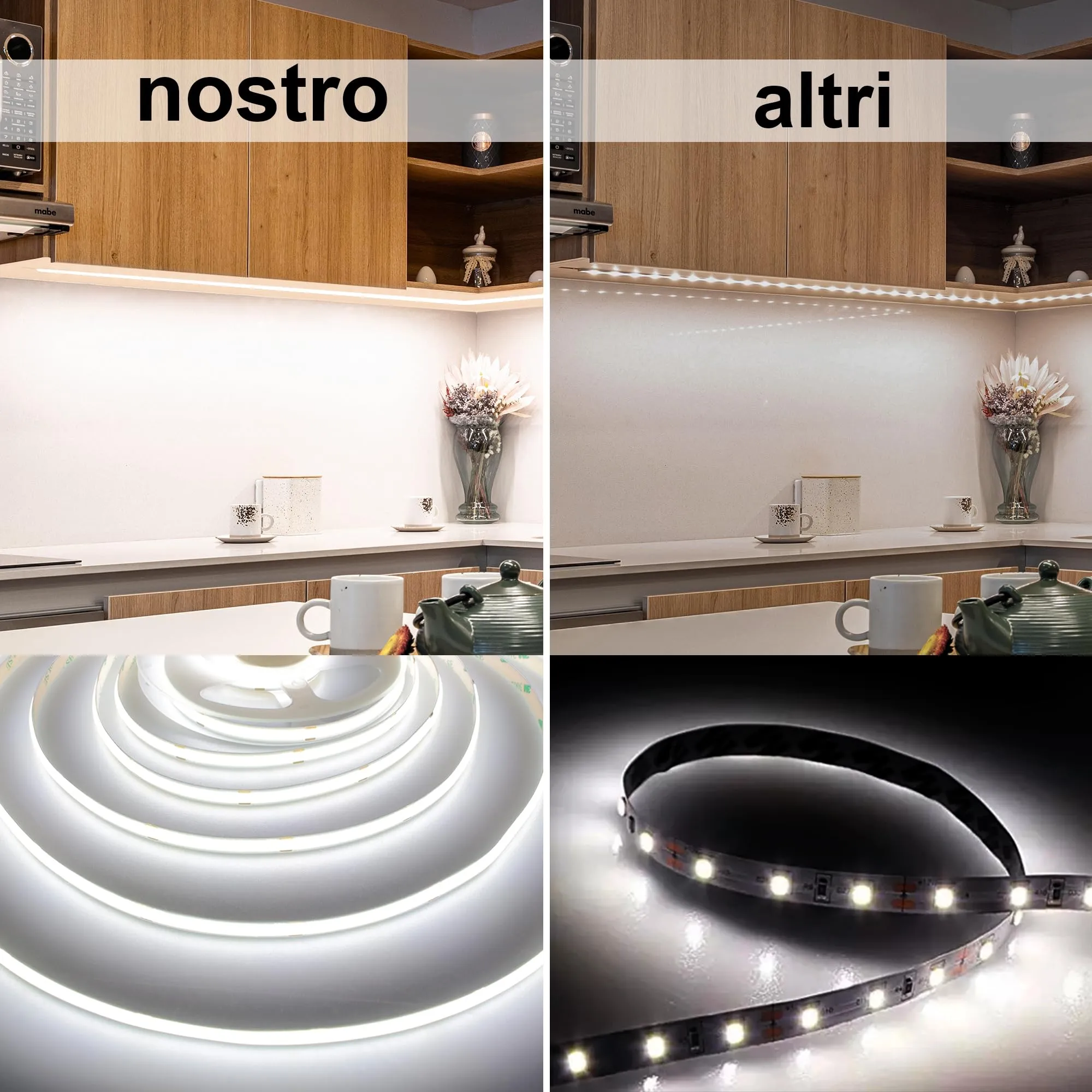 AXMOTUT Striscia LED COB 2m 24V Bianco Freddo 6000K 320LEDs/m 8mm CRI90+ con Alimentatore e Telecomando RF - immagine 2
