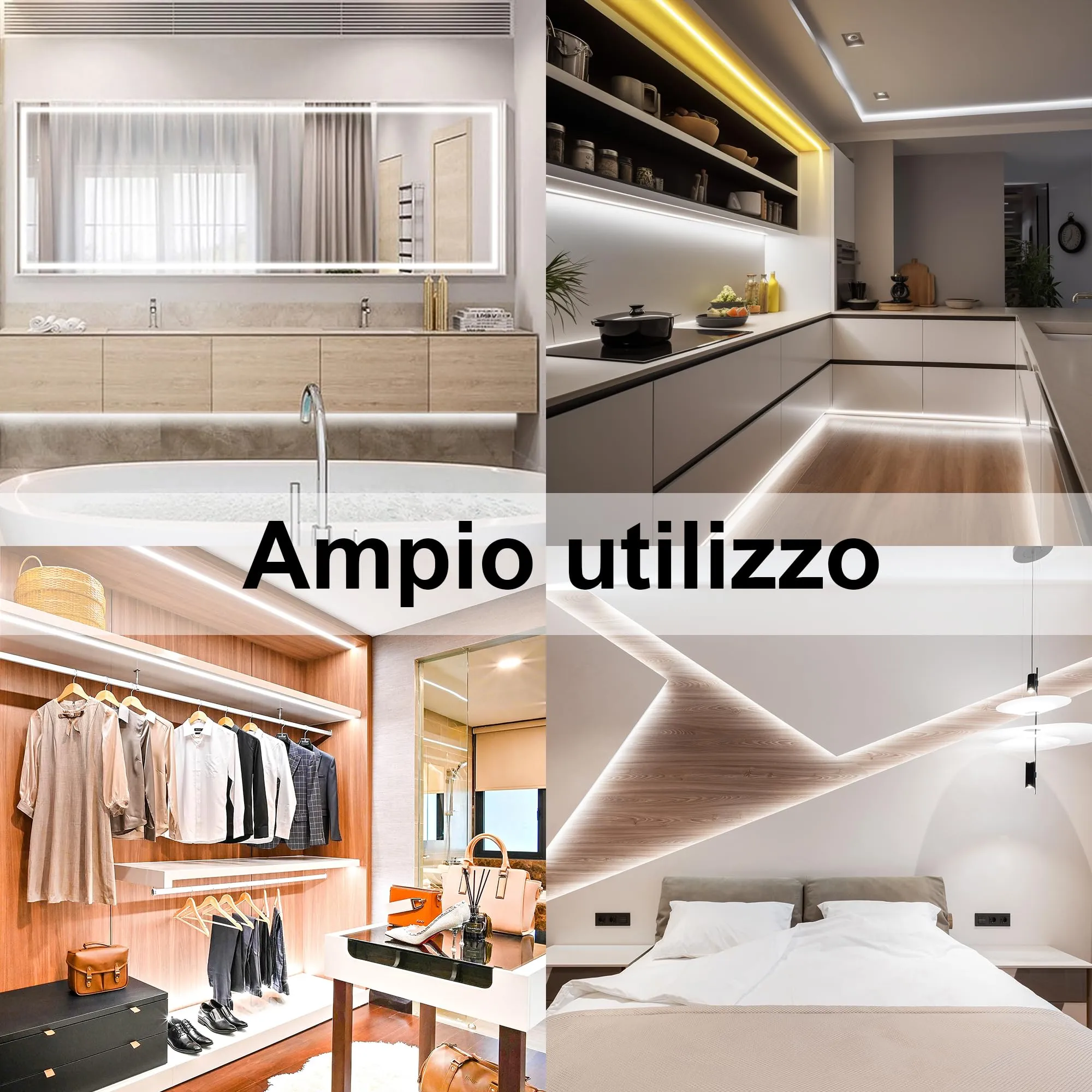 AXMOTUT Striscia LED COB 2m 24V Bianco Freddo 6000K 320LEDs/m 8mm CRI90+ con Alimentatore e Telecomando RF - immagine 6