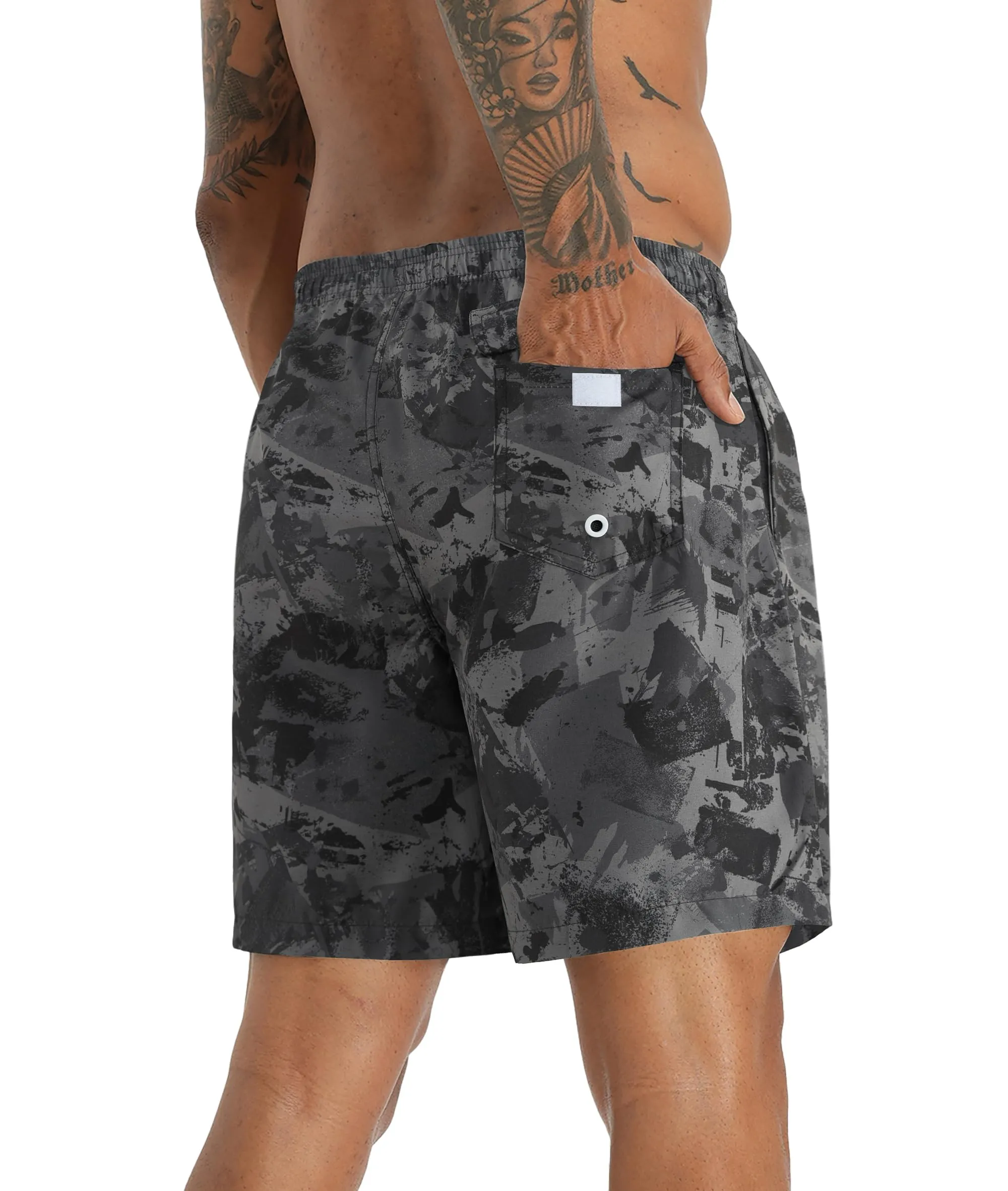 APTRO Pantaloncini da Bagno Uomo Stampa Hawaiana Grigio Mimetico MK323 S - immagine 3
