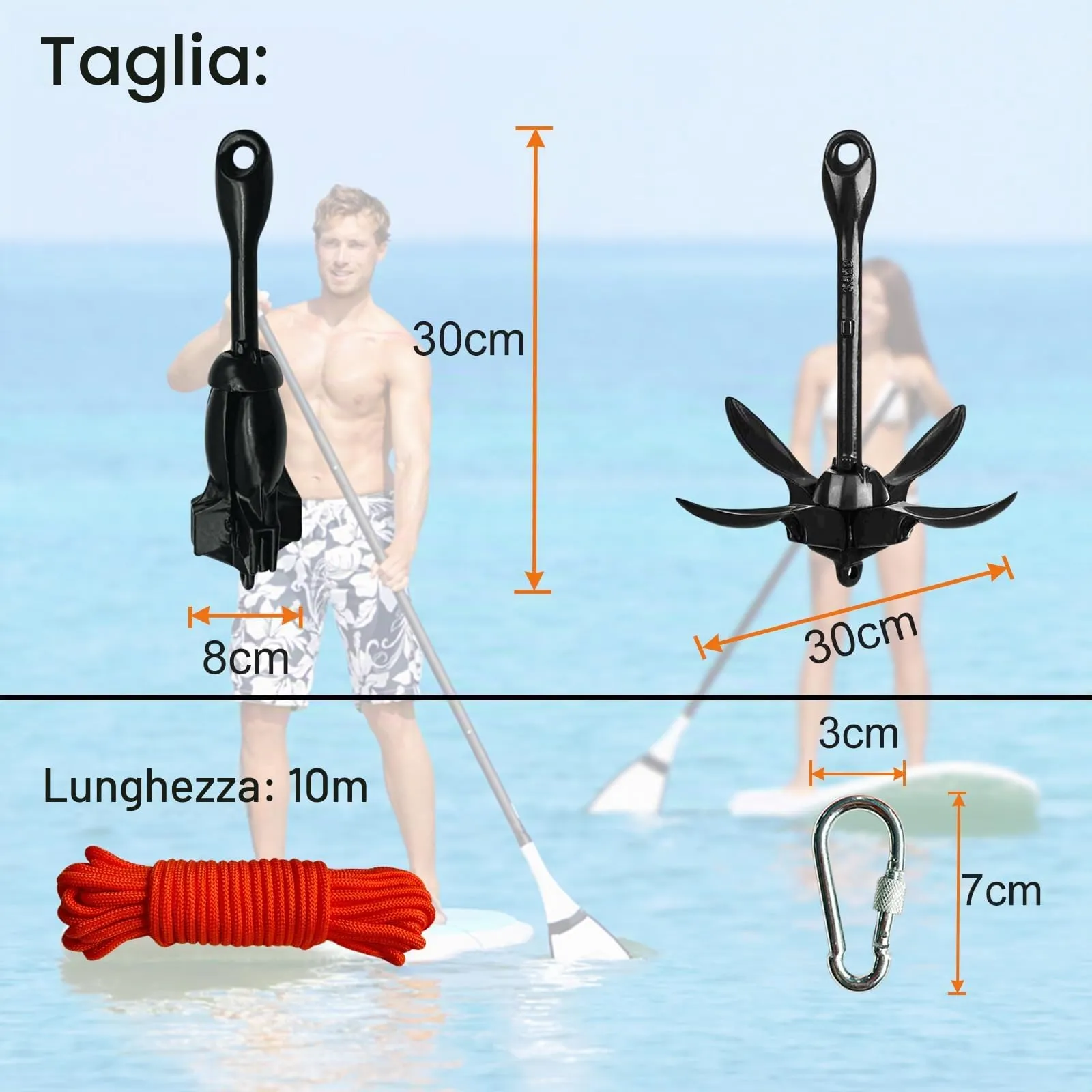 BeGrit Ancora Pieghevole 1.5kg per Kayak e Gommone con Cima - immagine 2