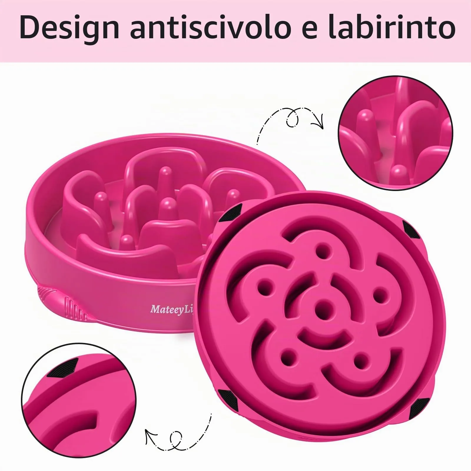 MateeyLife Ciotole per cani alimentazione lenta, anti-soffocamento e antiscivolo, labirinto per razze grandi, 4 tazze, viola - immagine 4