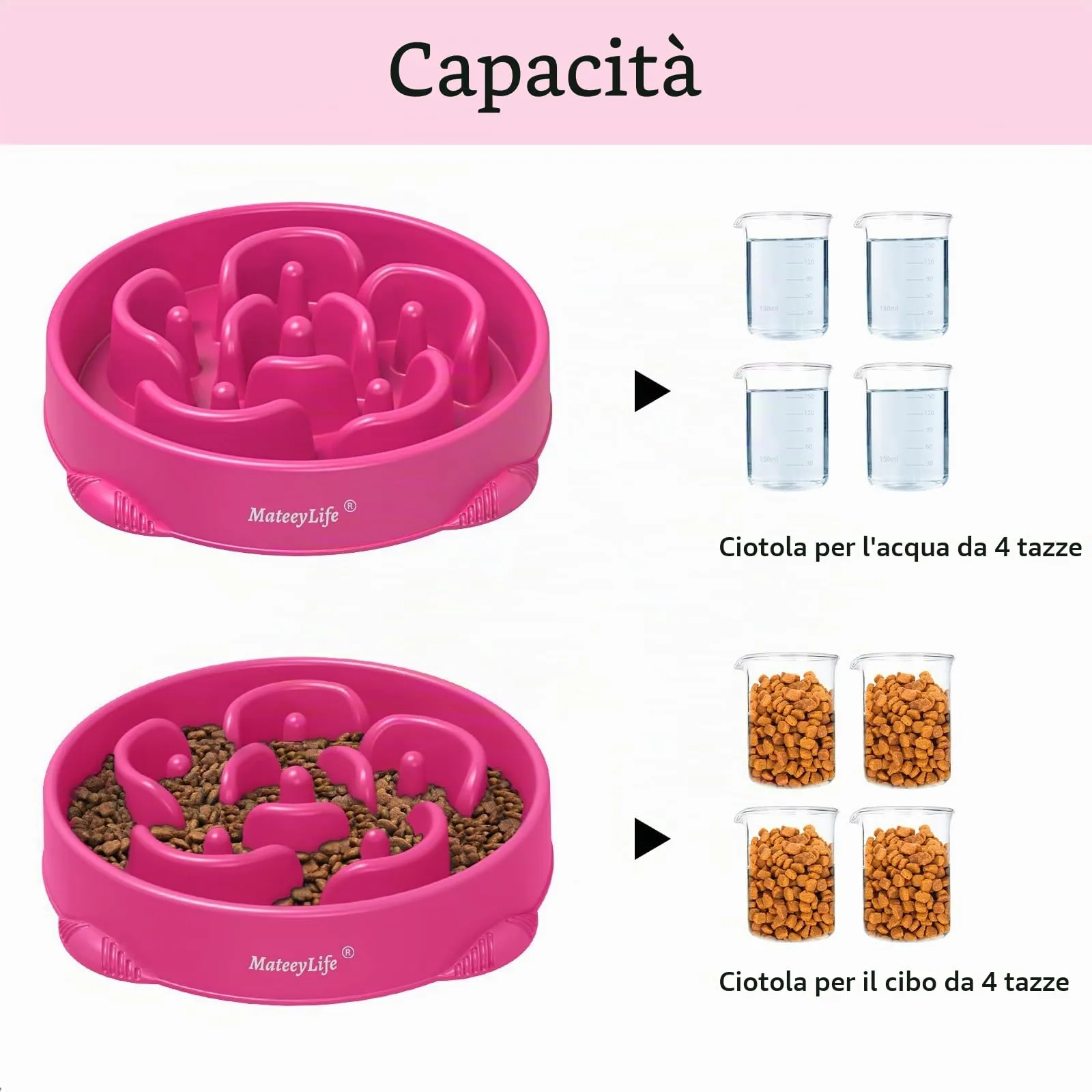 MateeyLife Ciotole per cani alimentazione lenta, anti-soffocamento e antiscivolo, labirinto per razze grandi, 4 tazze, viola - immagine 5