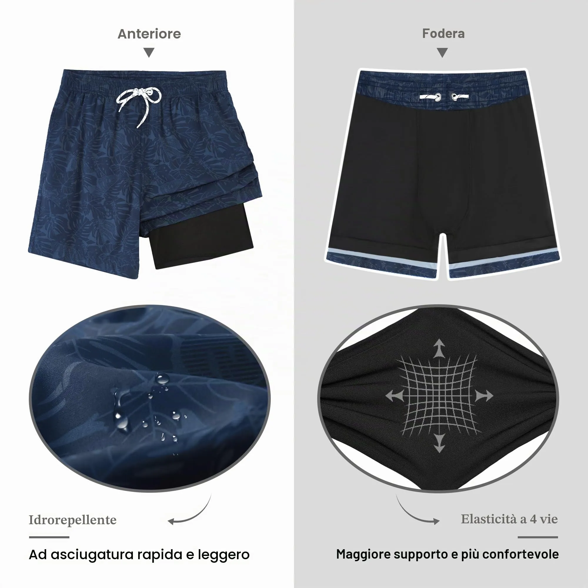APTRO Pantaloncini da Bagno Uomo Stampa Hawaiana Blu Navy MK324 XL - immagine 5