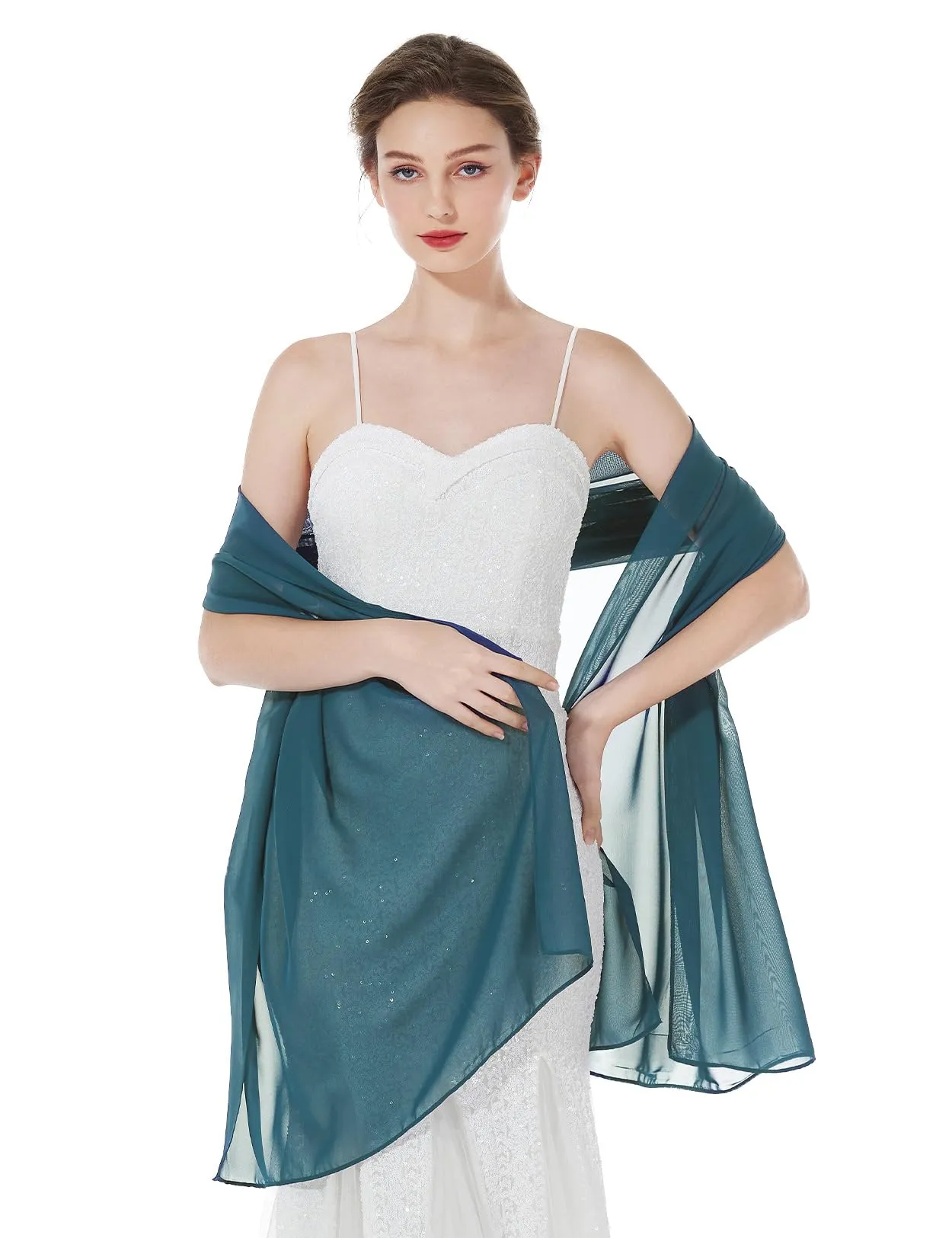 BEAUTELICATE Scialle Stola Donna in Chiffon per Cerimonia e Matrimonio - immagine 2