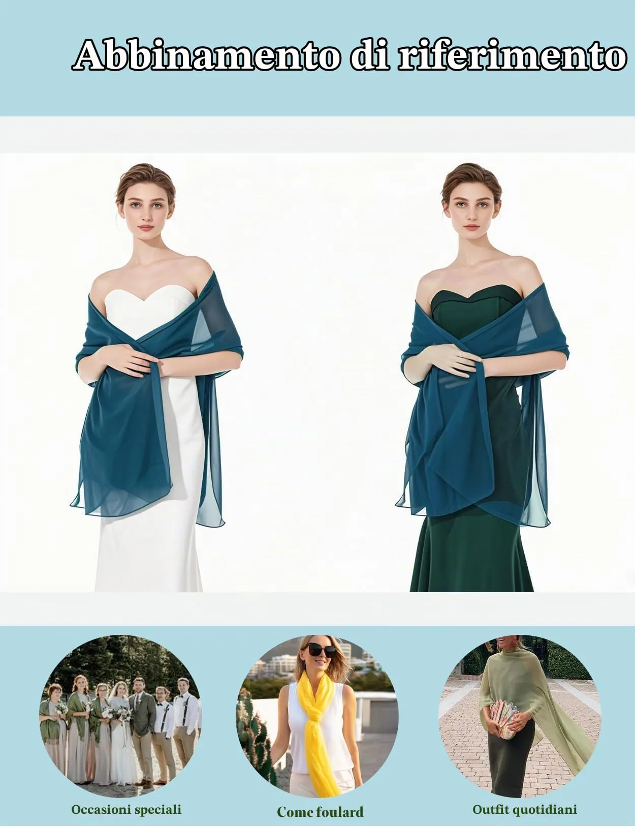 BEAUTELICATE Scialle Stola Donna in Chiffon per Cerimonia e Matrimonio - immagine 6