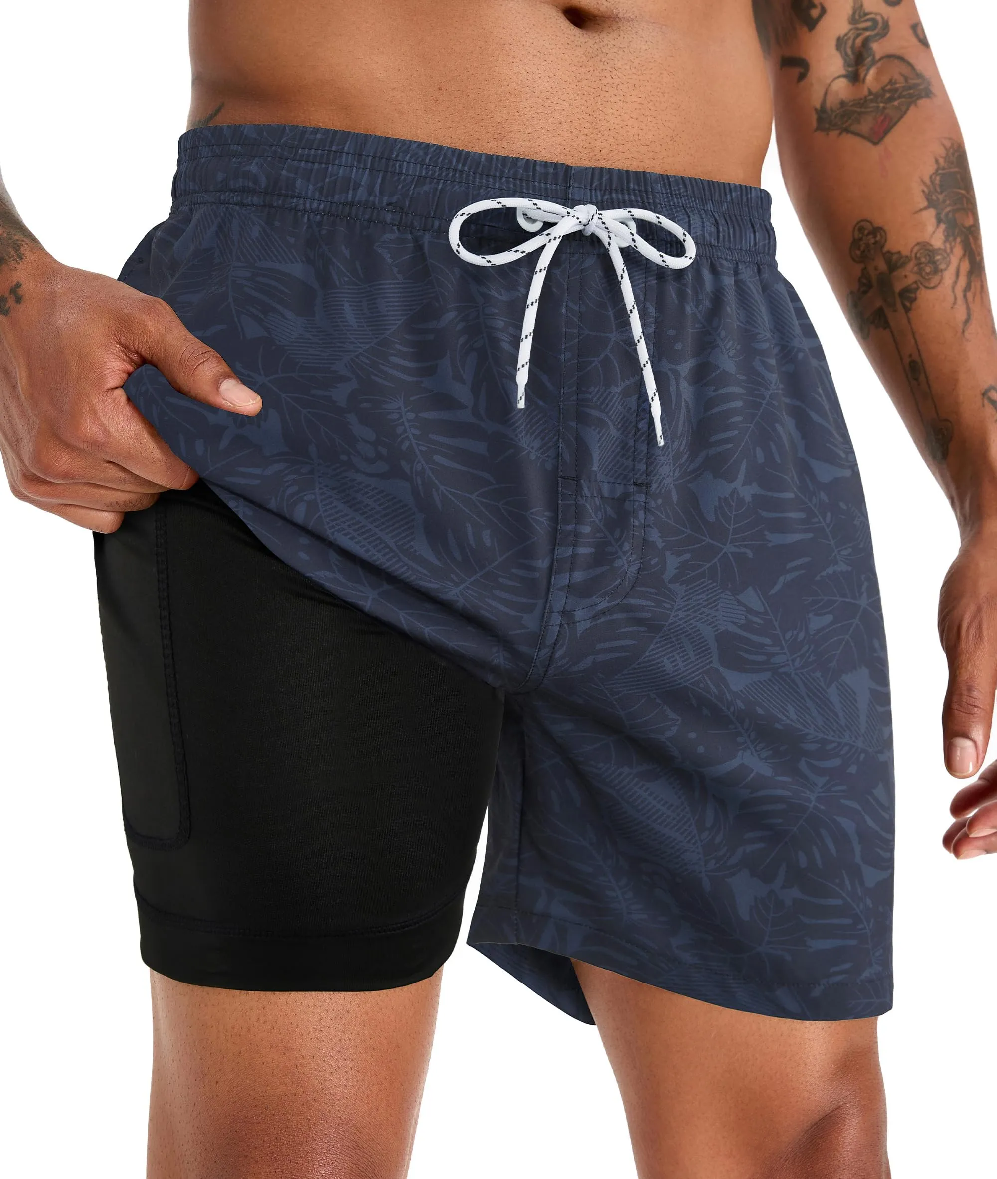 APTRO Pantaloncini da Bagno Uomo Stampa Hawaiana Blu Navy MK324 M - immagine 1