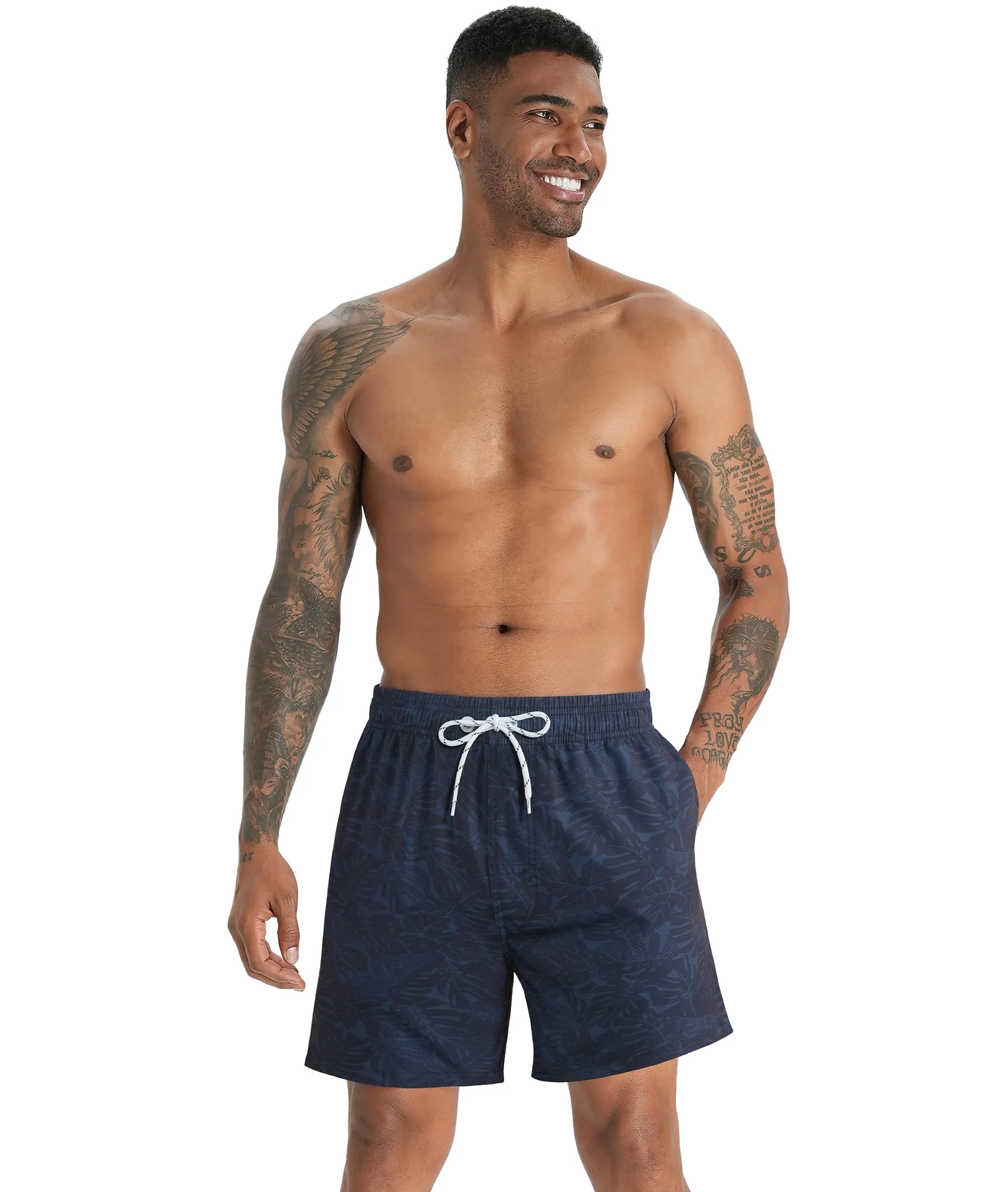 APTRO Pantaloncini da Bagno Uomo Stampa Hawaiana Blu Navy MK324 M - immagine 2