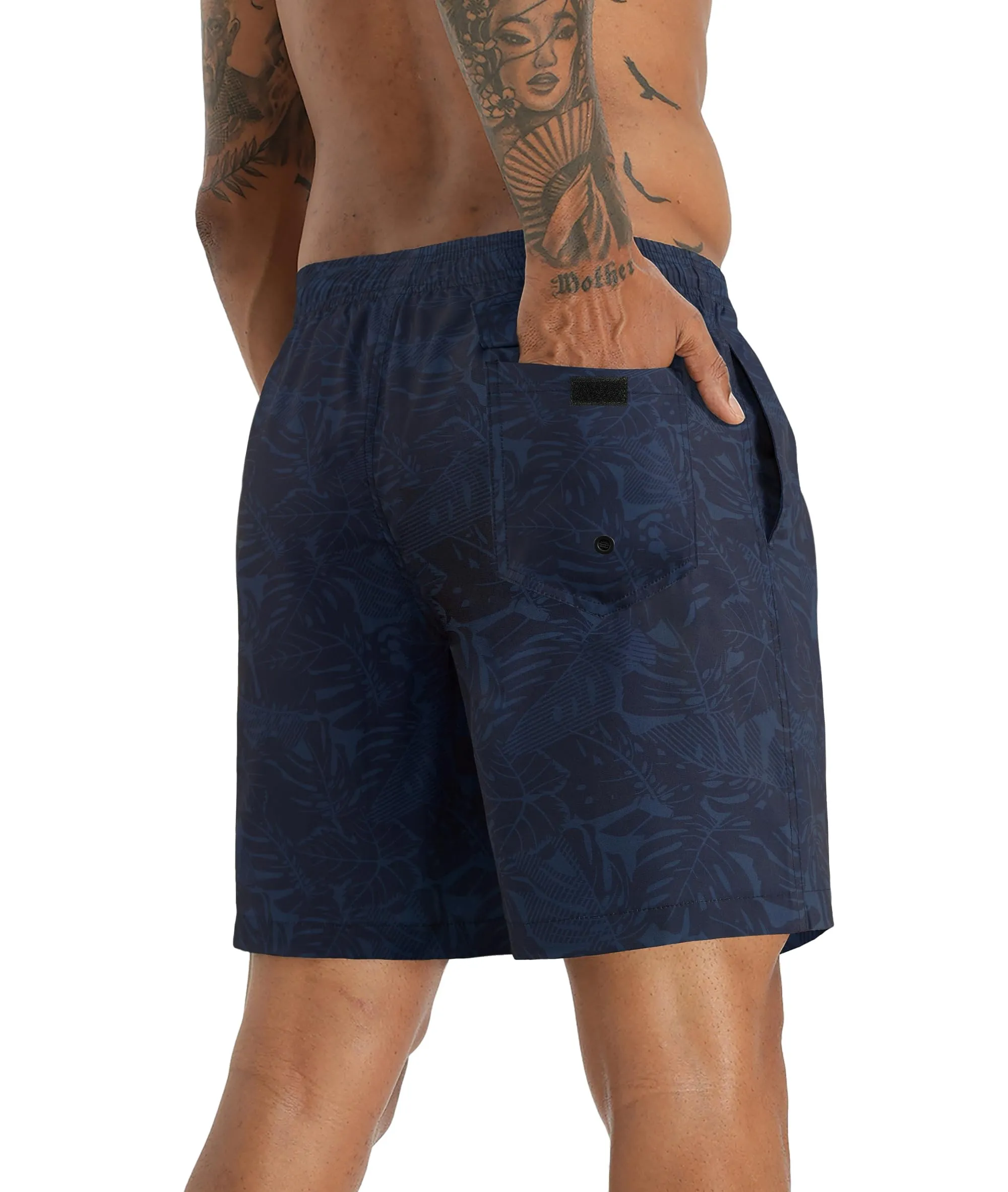 APTRO Pantaloncini da Bagno Uomo Stampa Hawaiana Blu Navy MK324 M - immagine 3