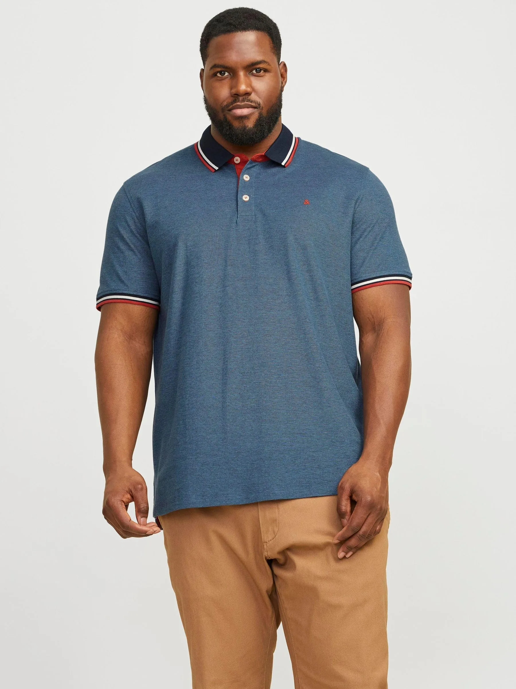 Jack & Jones Jjepaulos Polo SS Noos Pls - Denim Blue - 3XL Plus - immagine 2