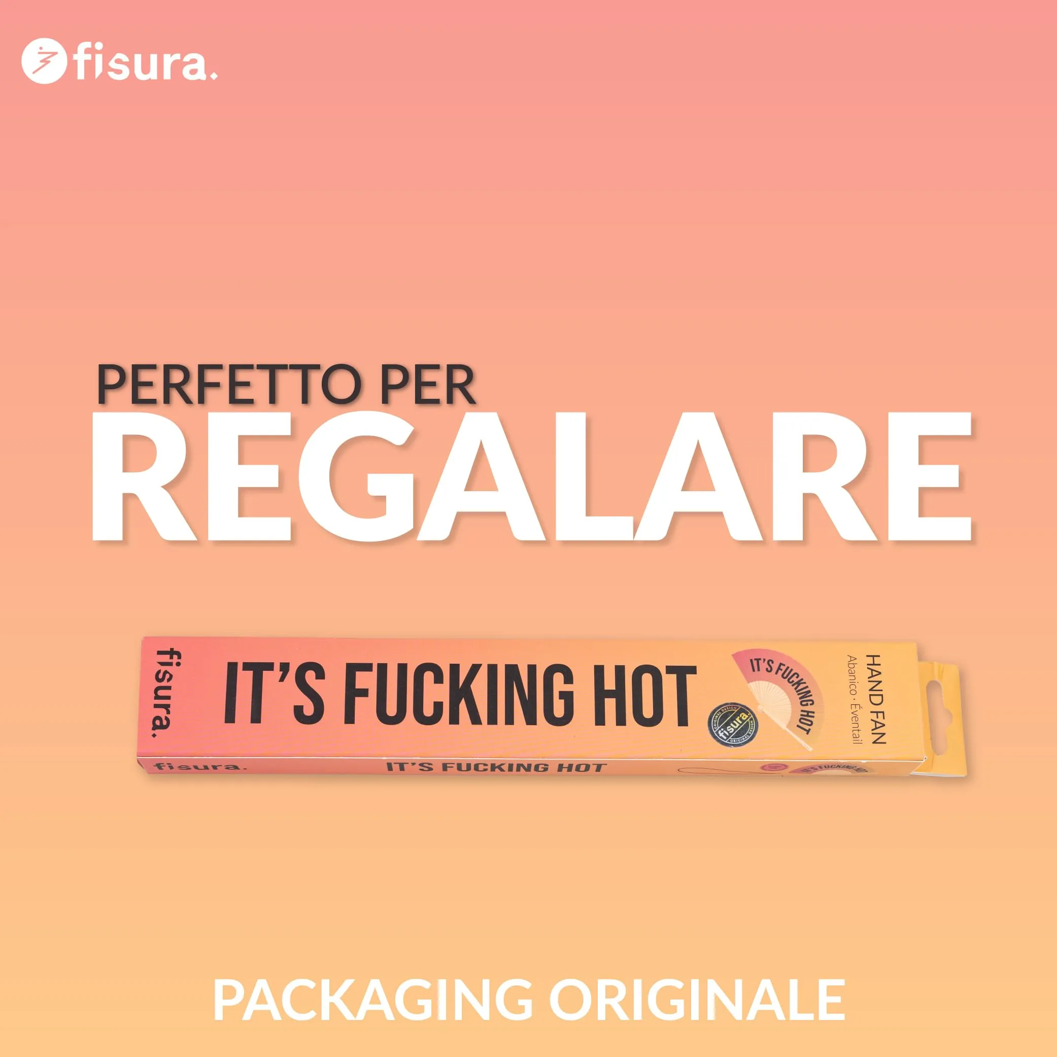 Fisura Ventaglio in Legno con Messaggio It's f*cking hot, Gradiente Rosso, 42,5 x 23 cm - immagine 7