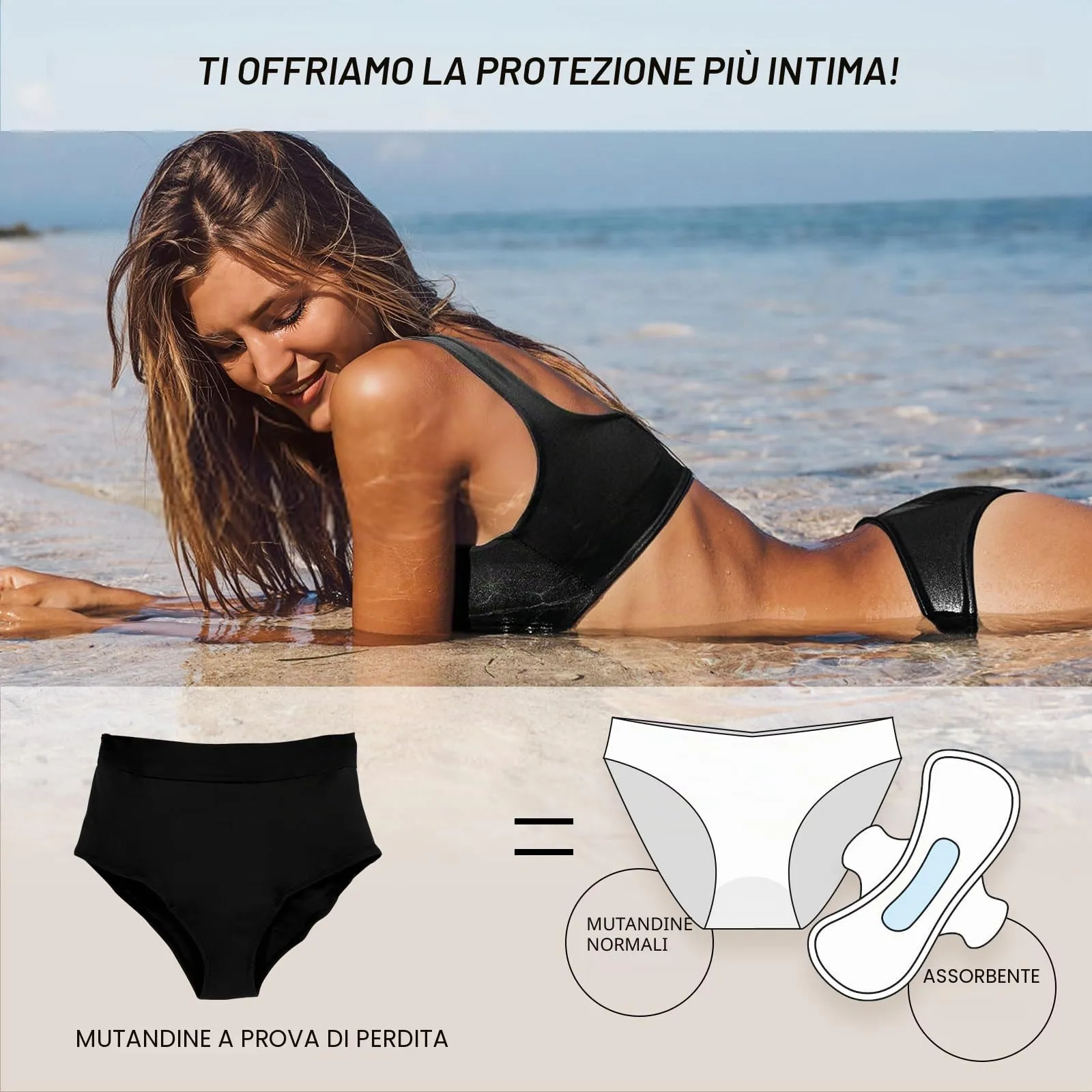 Okdance Slip Mestruali da Nuoto a Vita Media a 4 Strati Antiperdite, XS - immagine 6