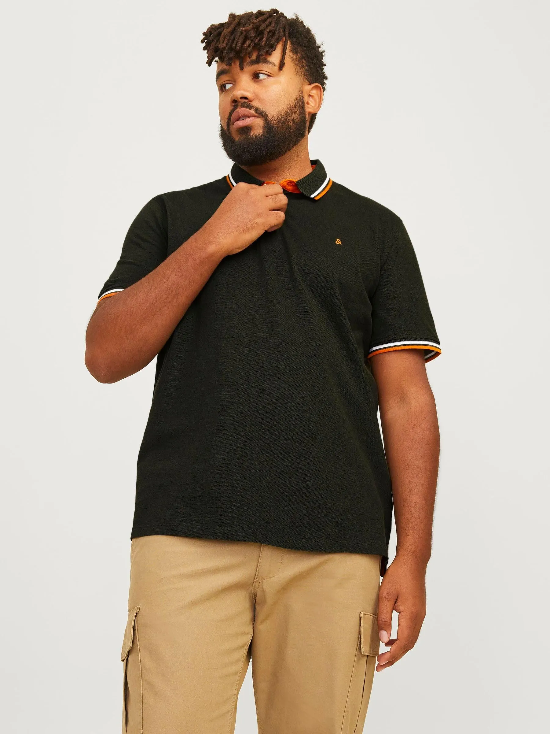 Jack & Jones Polo Uomo, Verde Scuro - Bianco - Arancione, 4XL - immagine 2