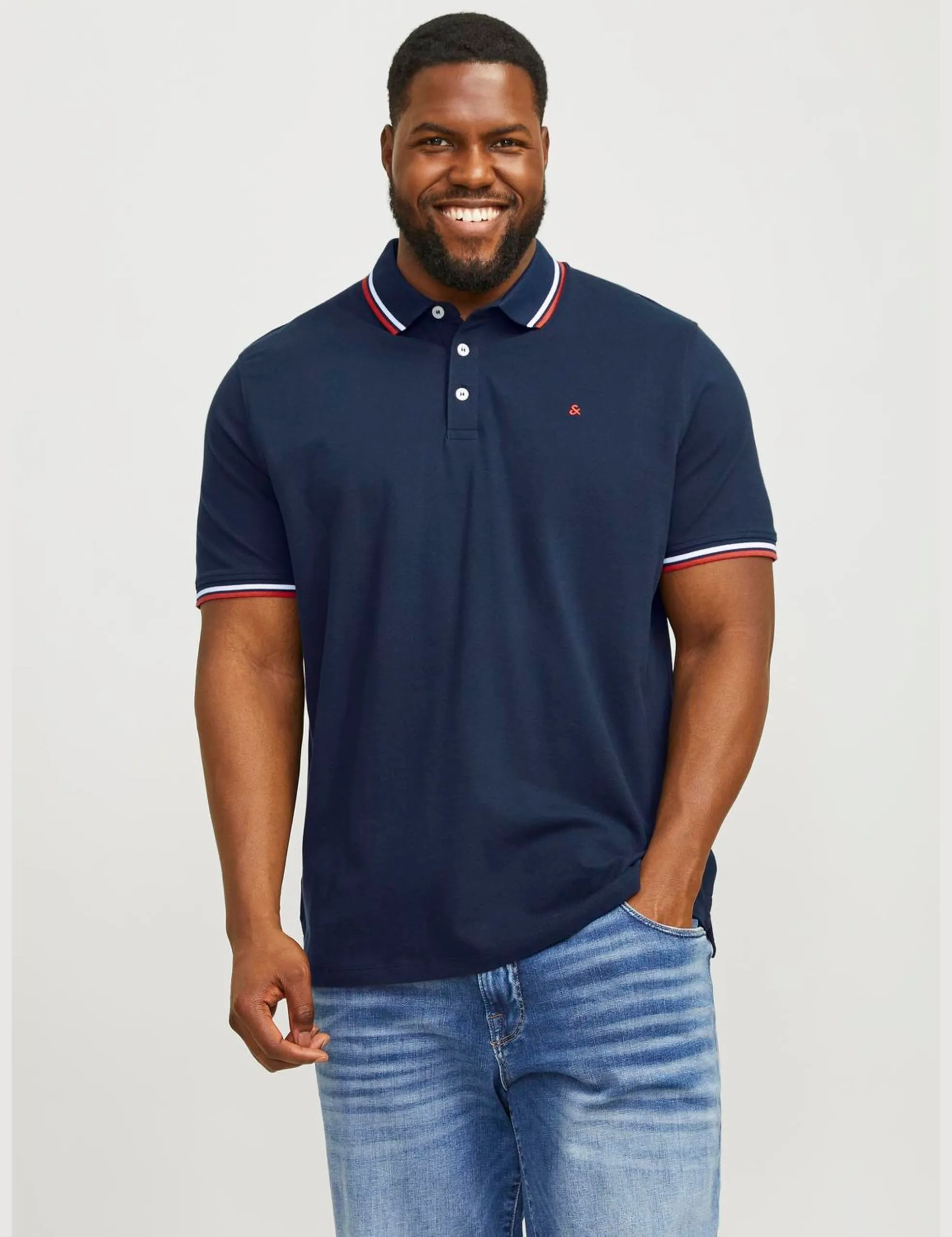 Jack & Jones Polo Blu Plus Size 4XL - immagine 2