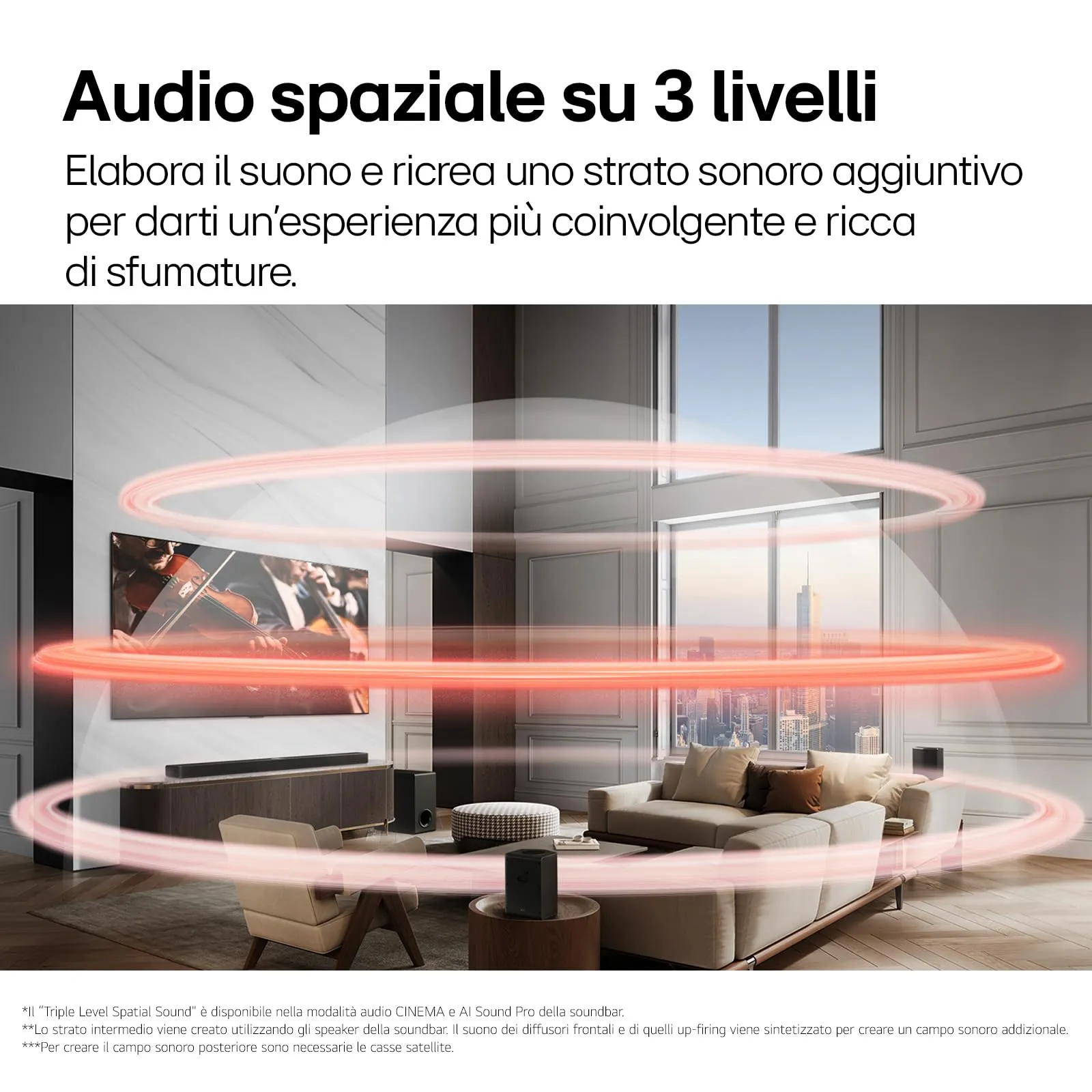 LG S90TY Soundbar 5.1.3 Canali con Subwoofer Wireless, 570W, Dolby Atmos, DTS:X, AI Room Calibration Pro - immagine 3