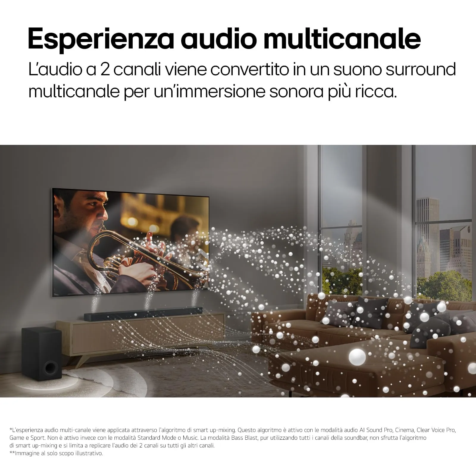 LG S90TY Soundbar 5.1.3 Canali con Subwoofer Wireless, 570W, Dolby Atmos, DTS:X, AI Room Calibration Pro - immagine 7