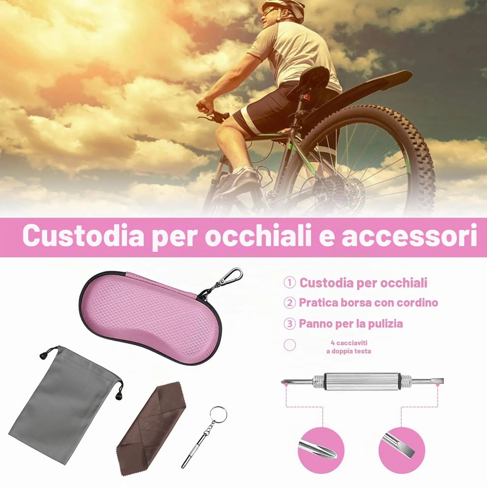 FINTIE Custodia Rigida per Occhiali da Sole e Vista, EVA, Rosa - immagine 2