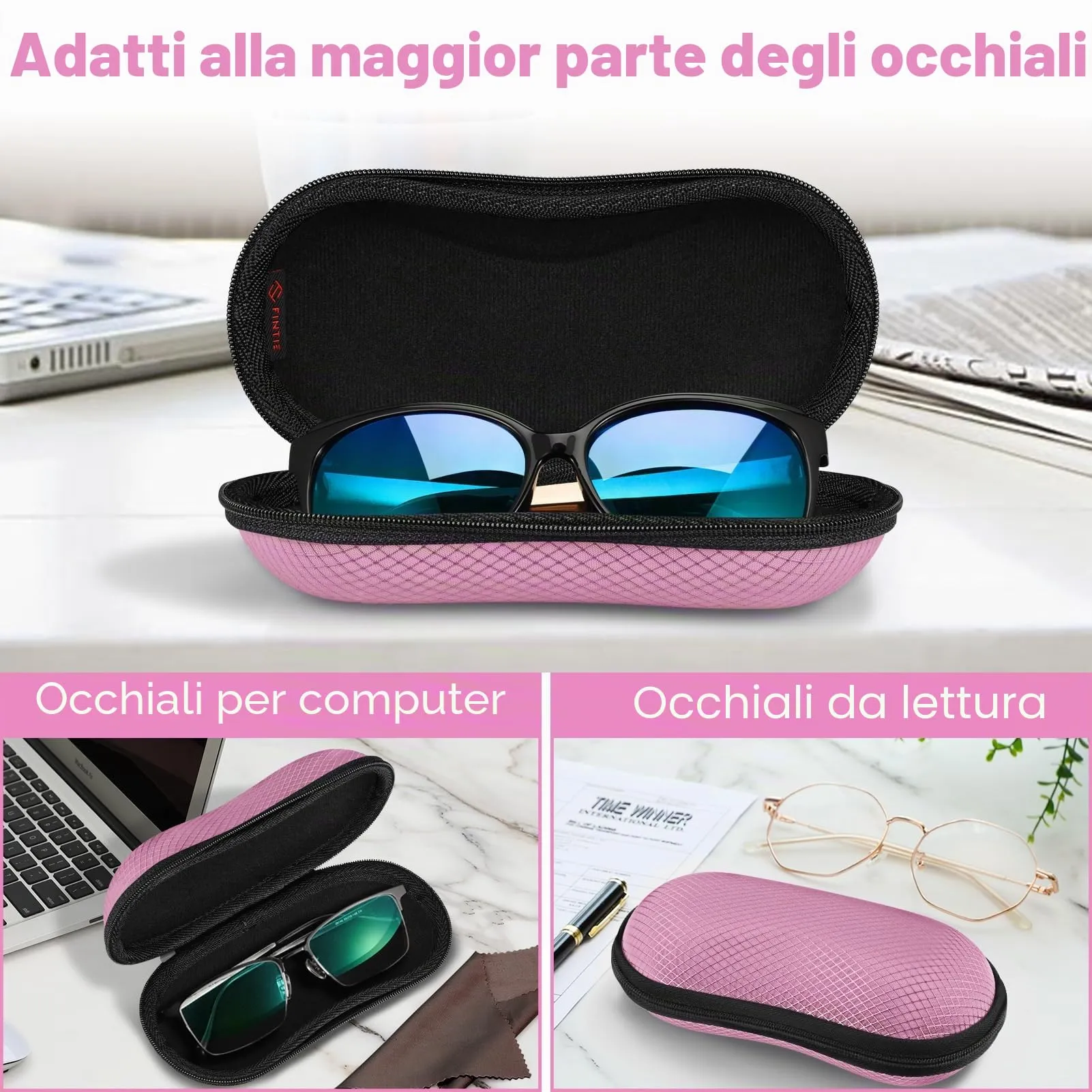 FINTIE Custodia Rigida per Occhiali da Sole e Vista, EVA, Rosa - immagine 5