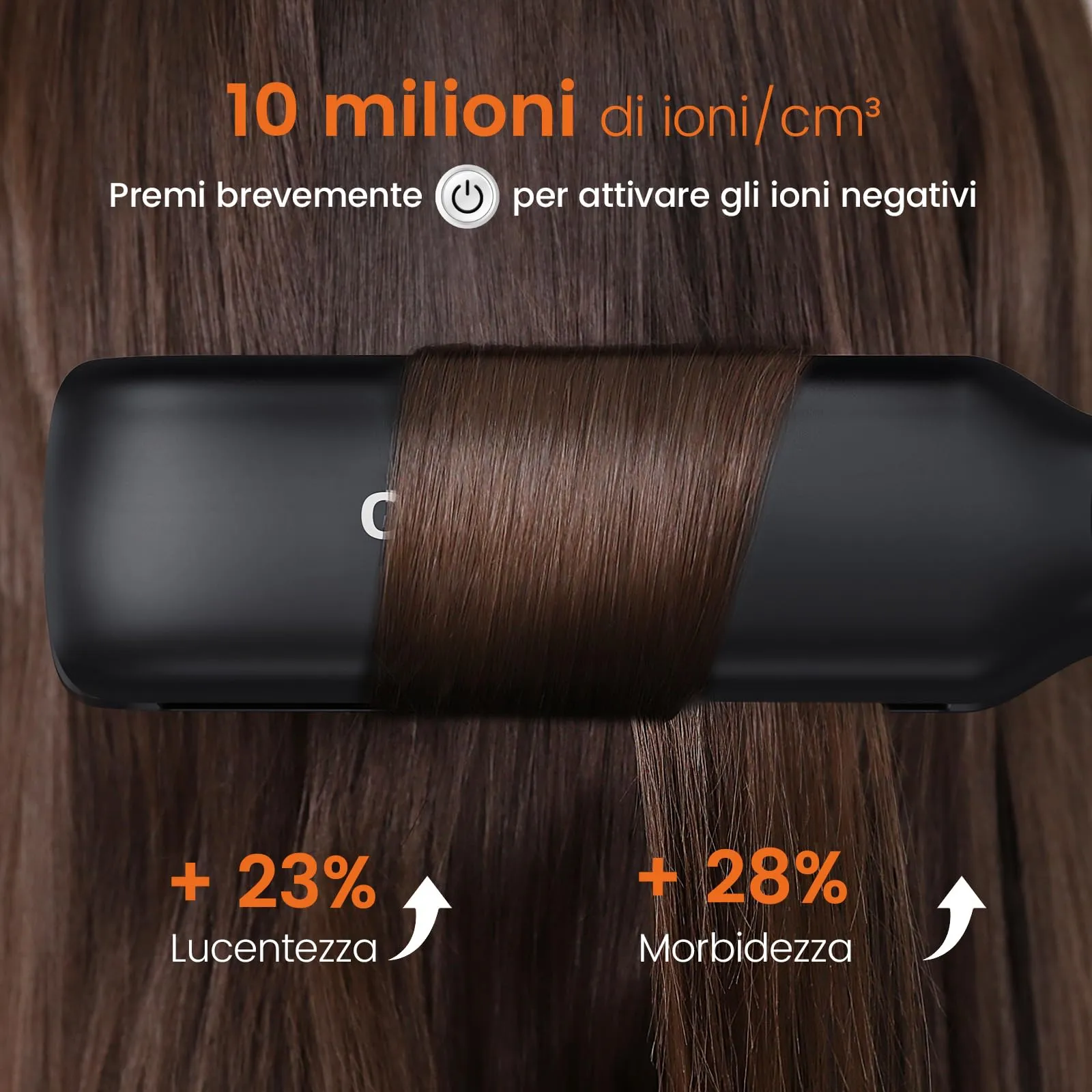Faszin Piastra per Capelli Professionale in Titanio 42mm, Nero - immagine 4