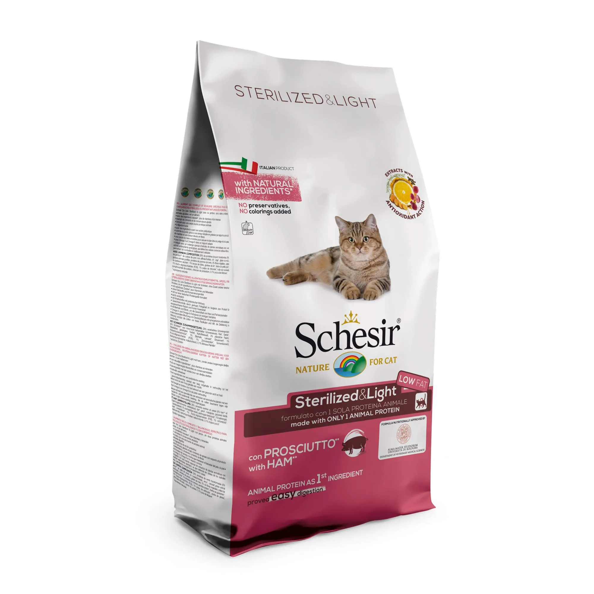 Schesir Linea Light Cibo Secco per Gatti Adulti Sterilizzati con Prosciutto, 10 kg - immagine 2