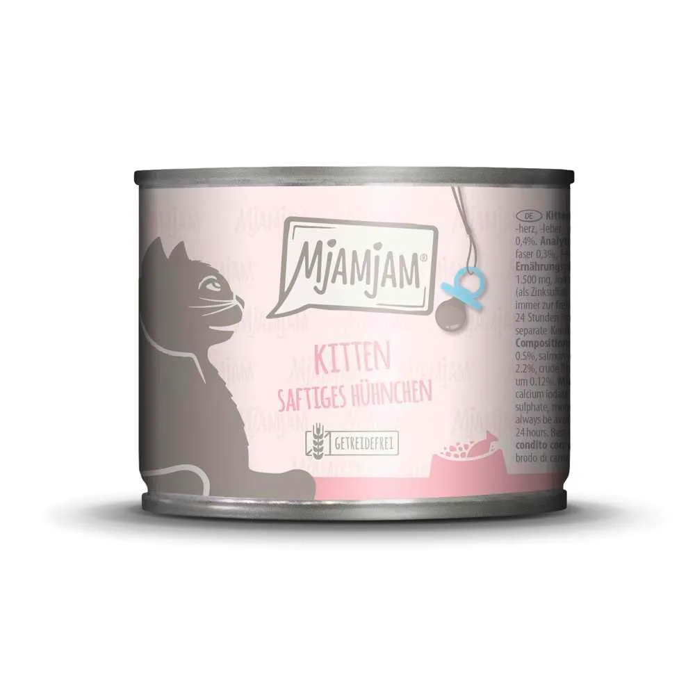 MjAMjAM Cibo Umido Premium per Gattini al Pollo e Olio di Salmone, Senza Cereali, 6 x 200 g - immagine 4