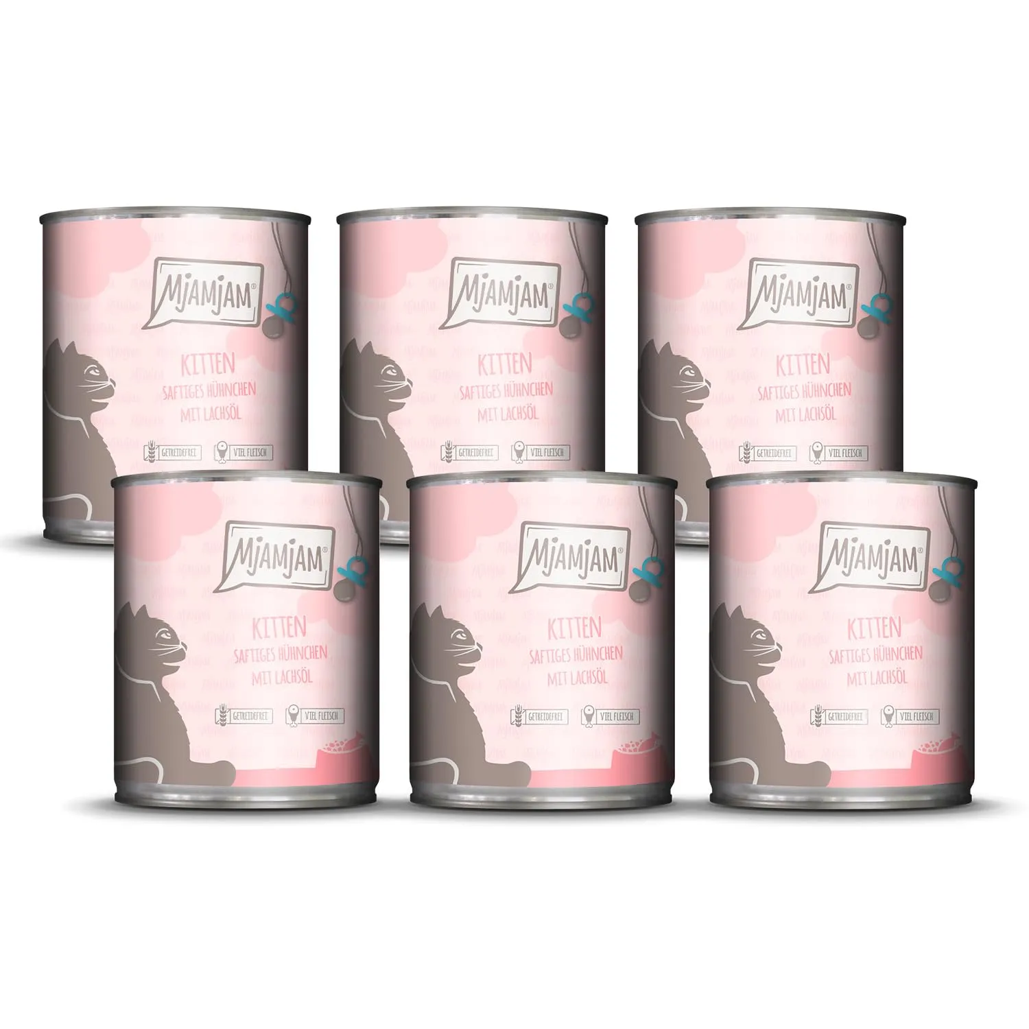 MjAMjAM Cibo Umido Premium per Gattini al Pollo e Olio di Salmone, Senza Cereali, 6 x 800 g - immagine 1