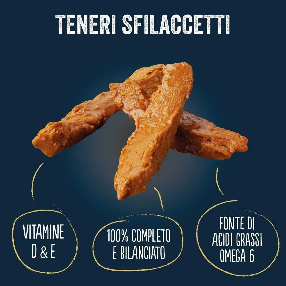 Felix Sfilaccetti Rustici Fish Selection Umido Gatto Tonno e Salmone, 48 Buste da 80 g - immagine 4