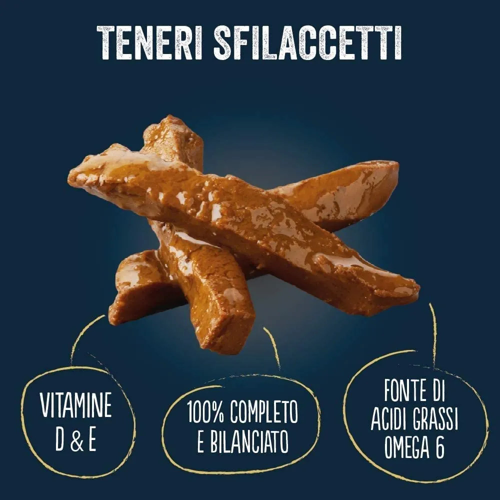 Purina Felix Sfilaccetti Rustici Cibo Umido per Gatti Manzo e Pollo, 48 buste da 80g - immagine 4