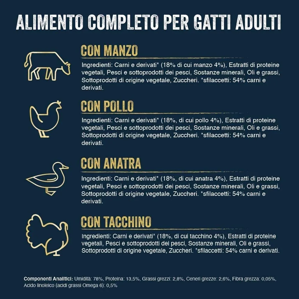 Purina Felix Sfilaccetti Rustici Cibo Umido per Gatti Manzo e Pollo, 48 buste da 80g - immagine 6