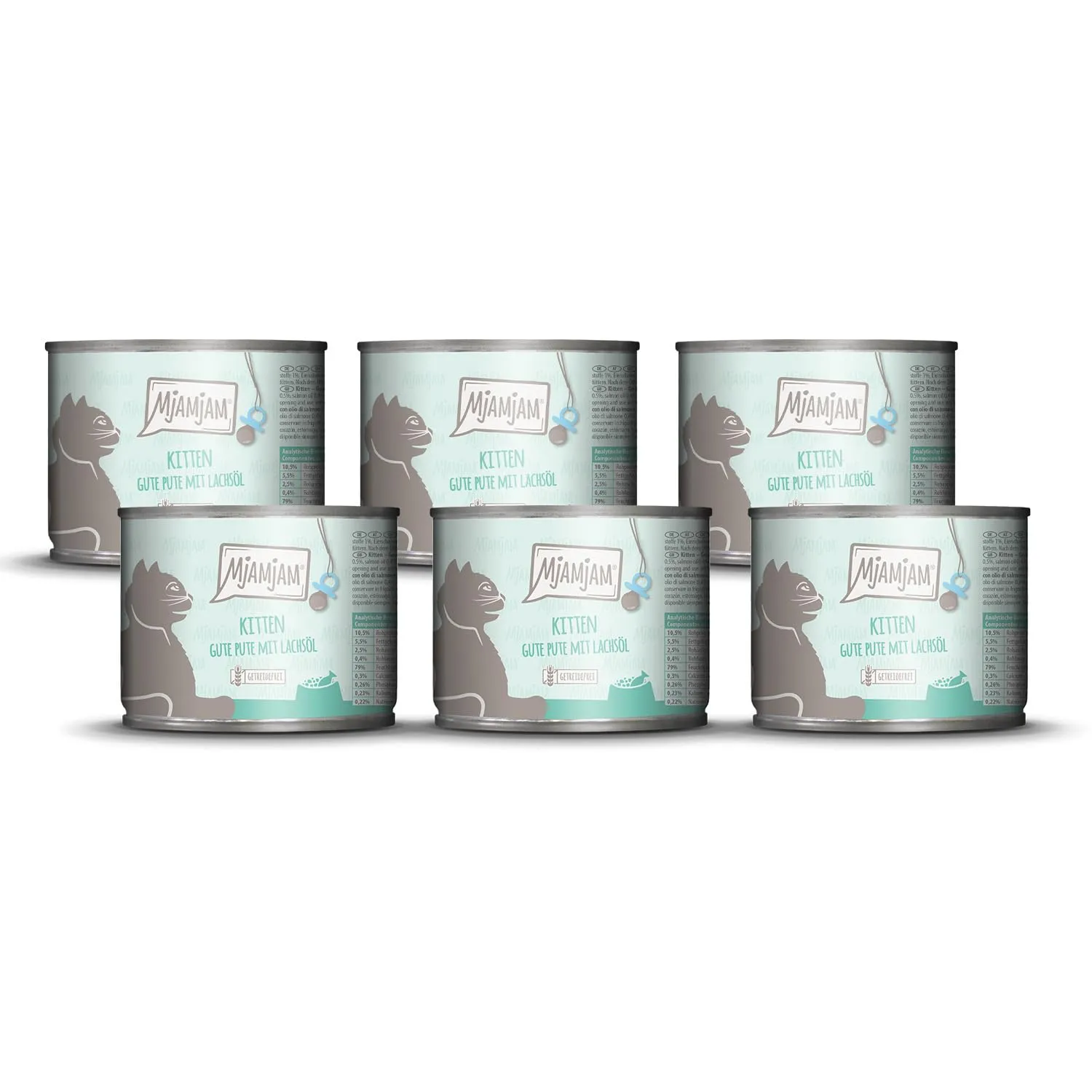 MjAMjAM Cibo Umido Kitten Tacchino con Olio di Salmone, Senza Cereali, 6 x 200g - immagine 1