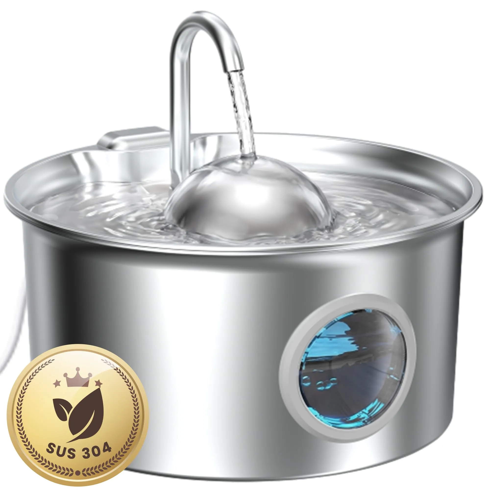 Dctrod Fontana per Gatti in Acciaio Inossidabile, 2.6L, Distributore d'Acqua Automatico con Filtraggio Quadruplo e Pompa Silenziosa - immagine 1