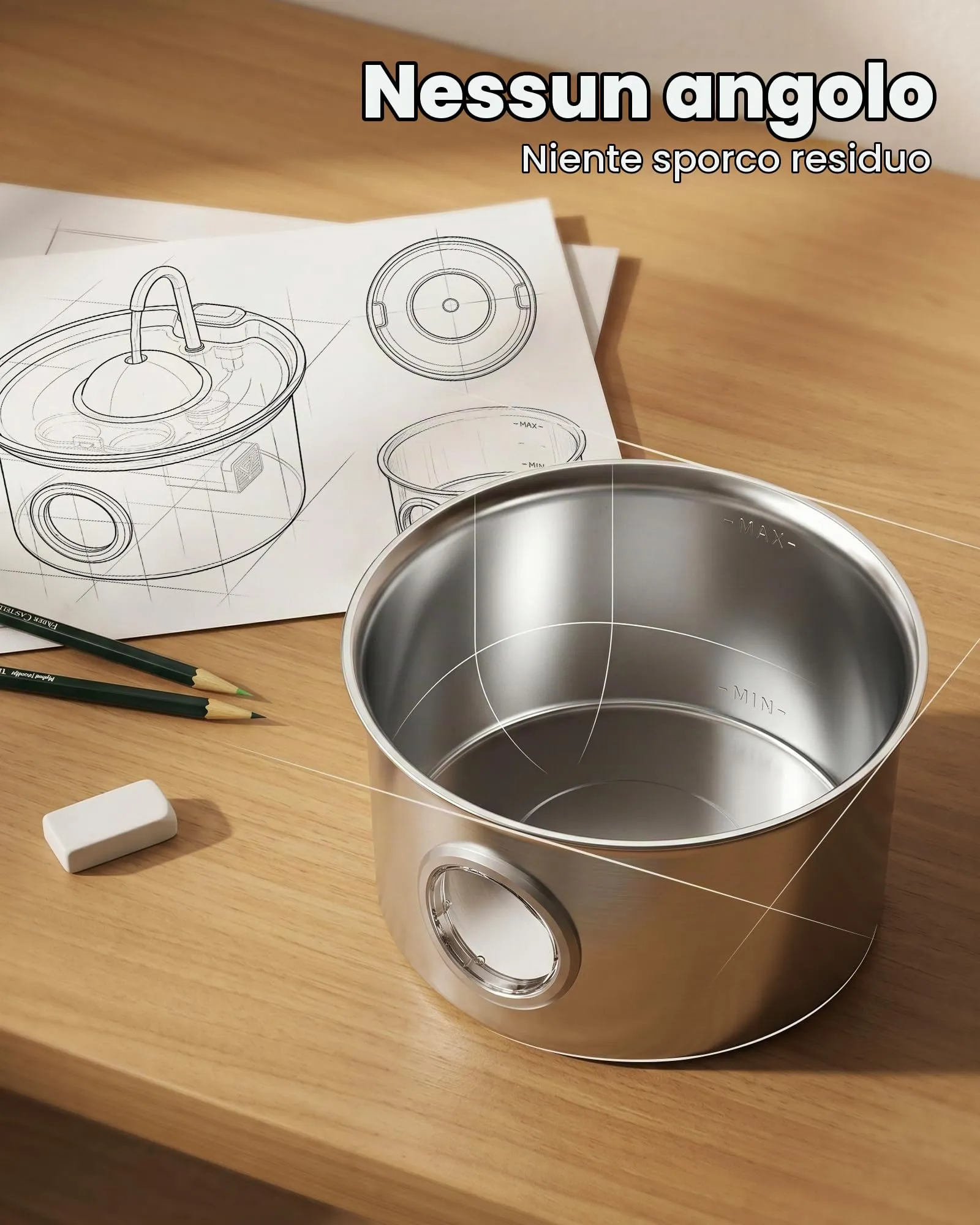 Dctrod Fontana per Gatti in Acciaio Inossidabile, 2.6L, Distributore d'Acqua Automatico con Filtraggio Quadruplo e Pompa Silenziosa - immagine 8