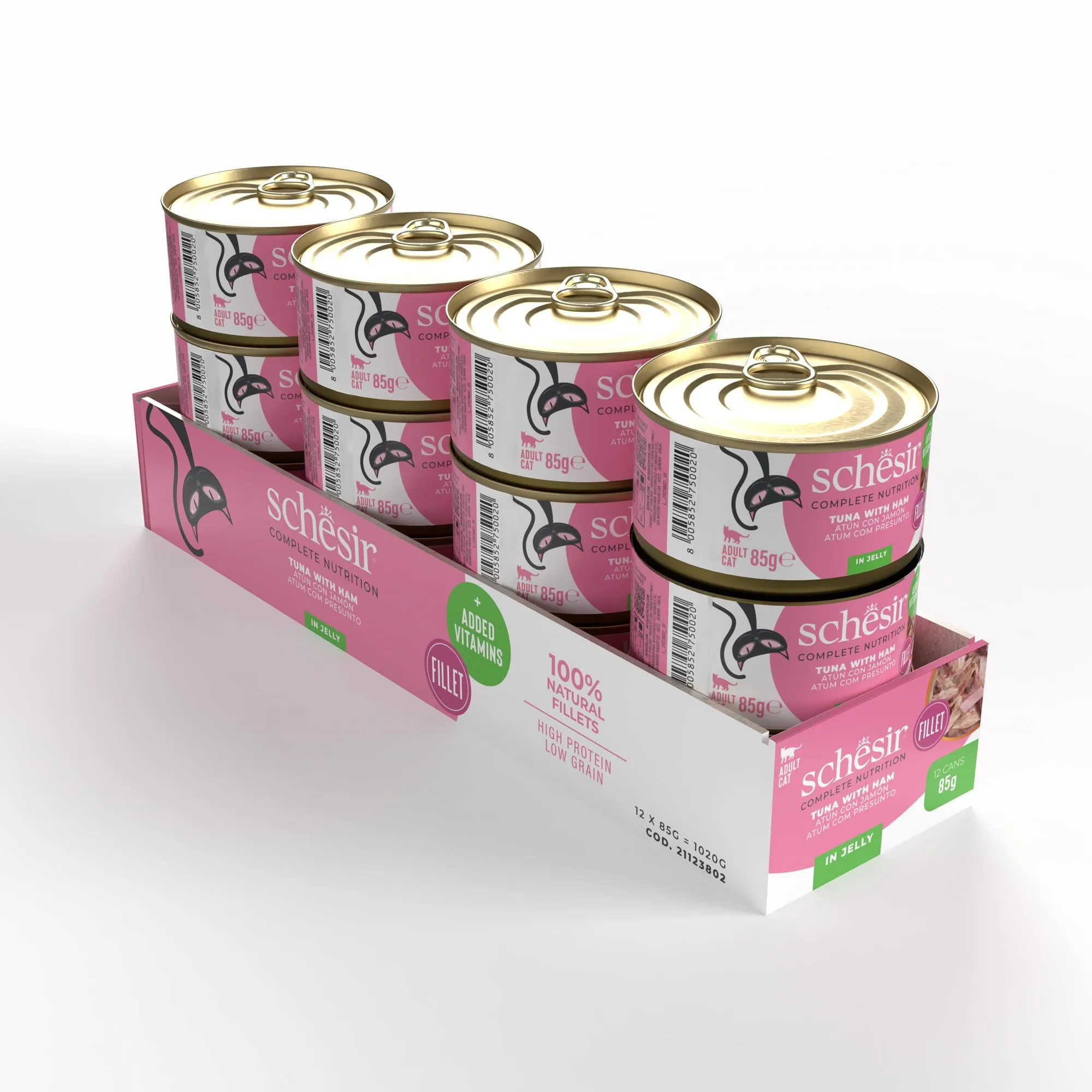 Schesir Tonnetto con Prosciutto in Gelatina, Cibo Umido per Gatti, 12 x 85g - immagine 2