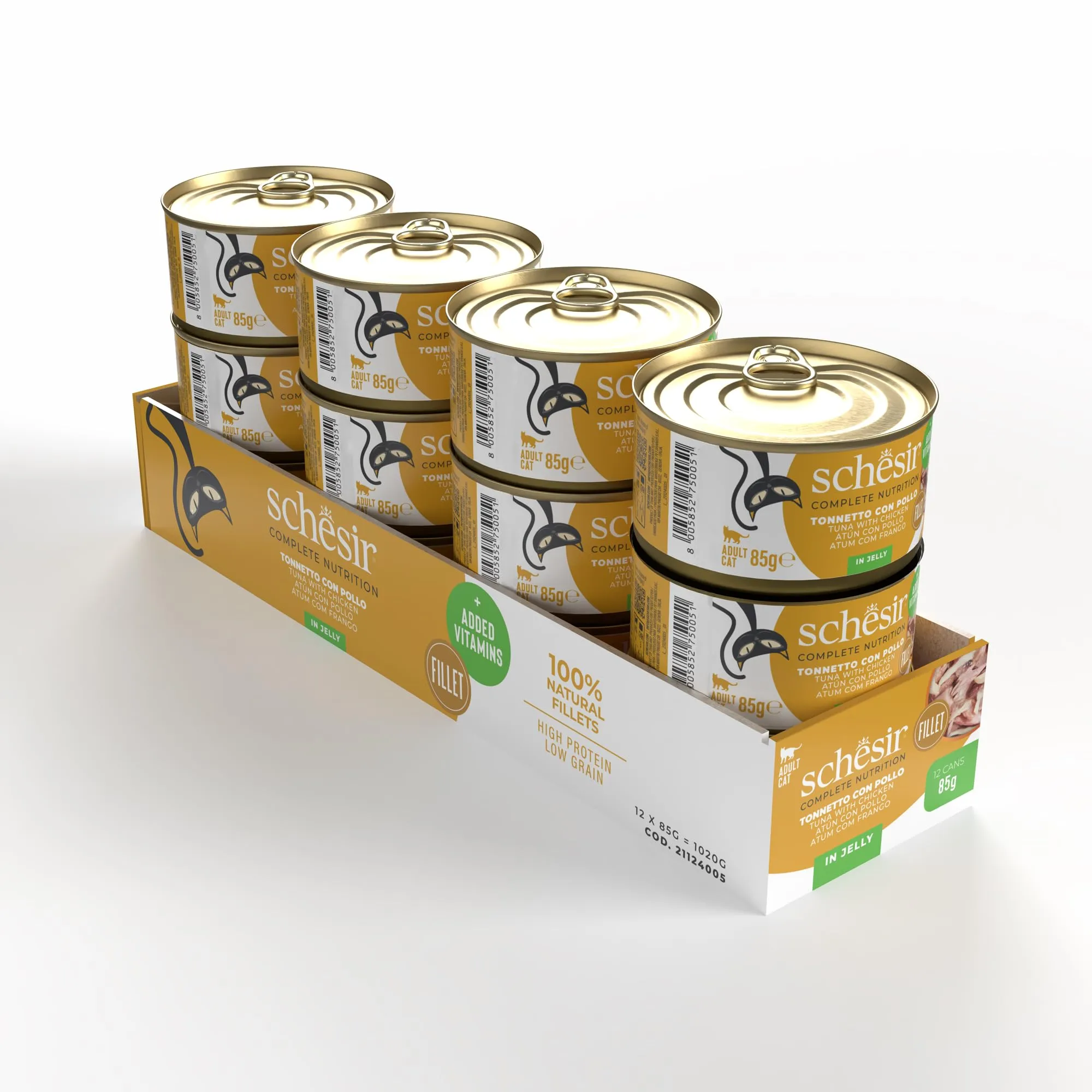 Schesir Tonnetto con Pollo in Gelatina, Alimento Umido Completo per Gatti, 12 x 85g - immagine 2