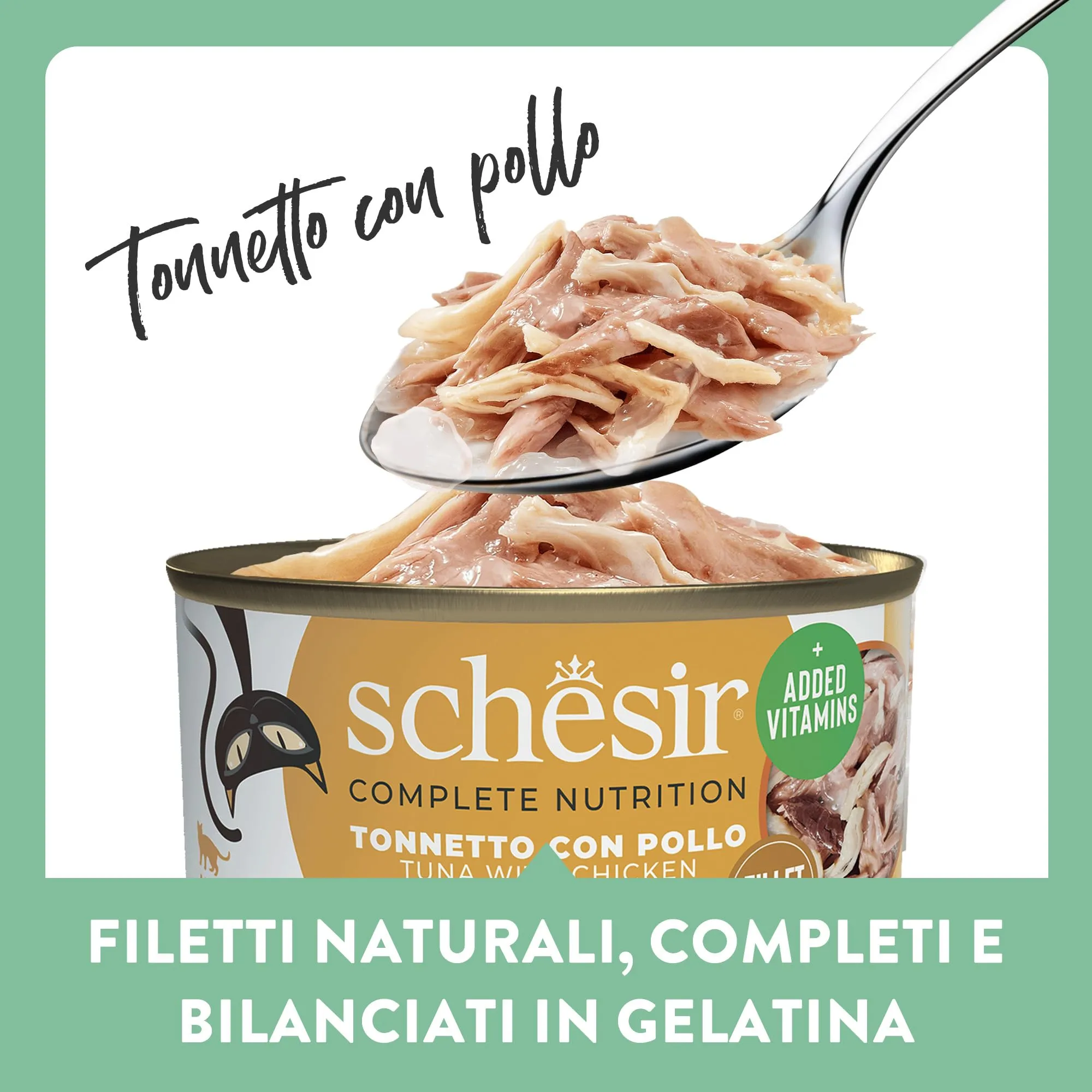 Schesir Tonnetto con Pollo in Gelatina, Alimento Umido Completo per Gatti, 12 x 85g - immagine 3