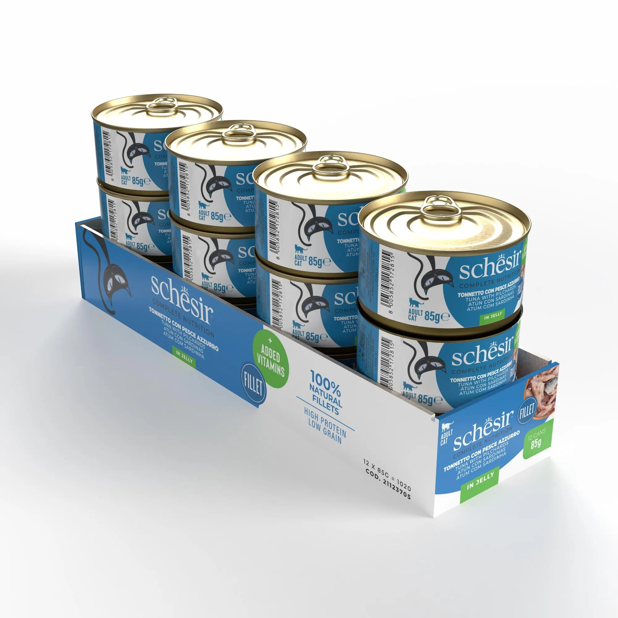 Schesir Tonnetto con Pesce Azzurro in Gelatina Alimento Umido Completo per Gatti, 12 x 85g - immagine 2