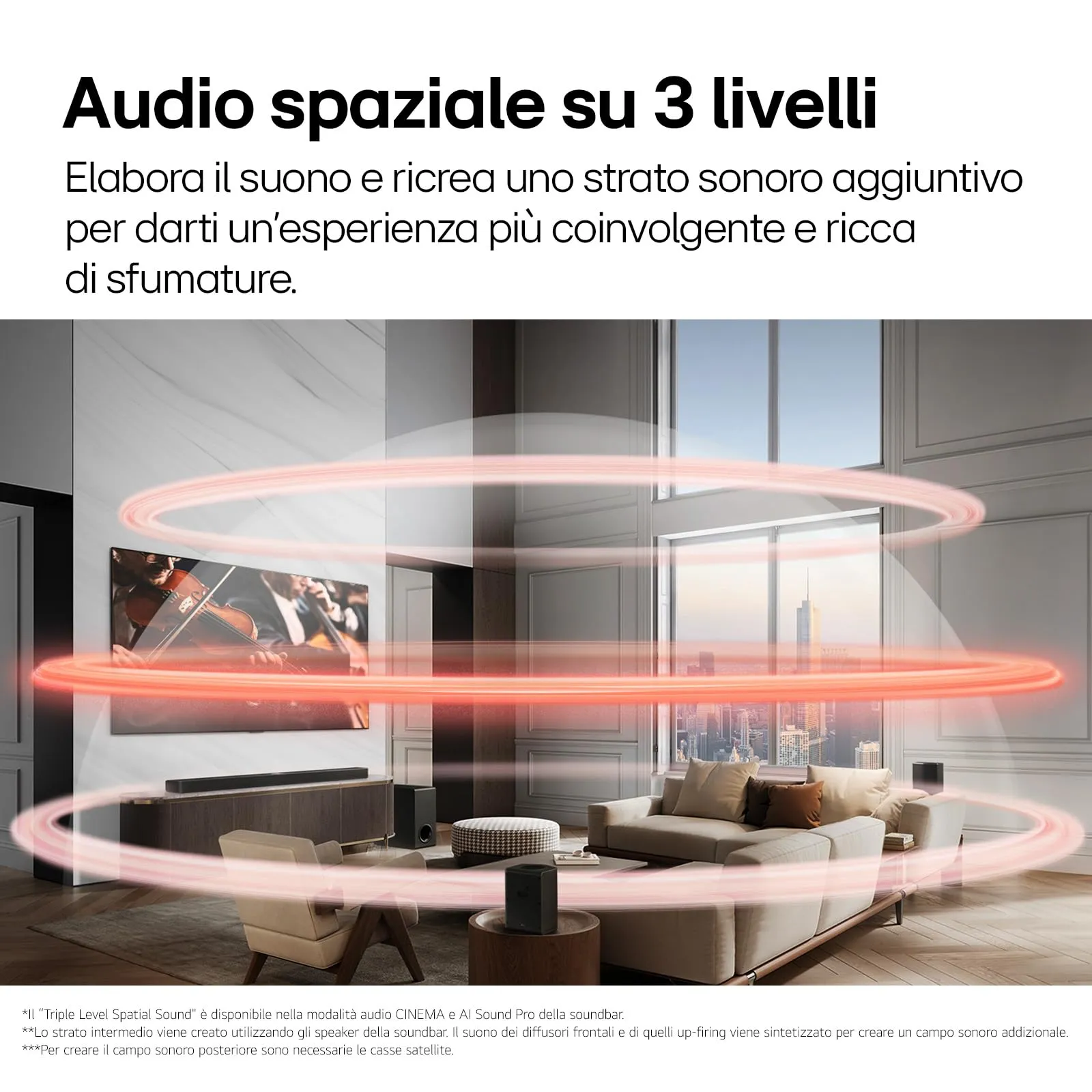 LG S95TR Soundbar 9.1.5 Channel with Wireless Subwoofer and Rear Speakers, 810W, Dolby Atmos, DTS:X, AI Room Calibration Pro - immagine 3