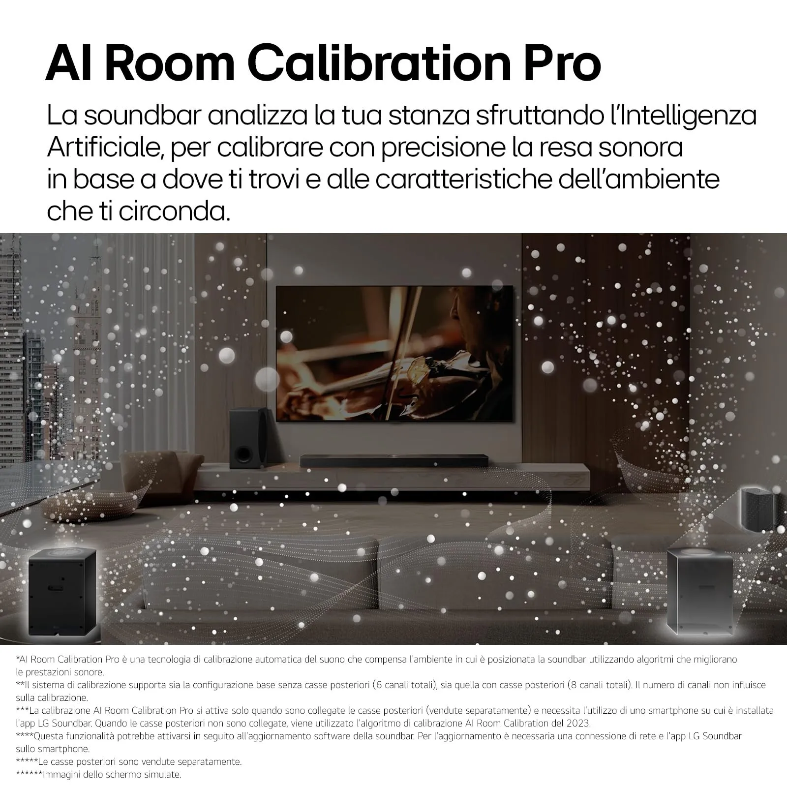 LG S95TR Soundbar 9.1.5 Channel with Wireless Subwoofer and Rear Speakers, 810W, Dolby Atmos, DTS:X, AI Room Calibration Pro - immagine 6