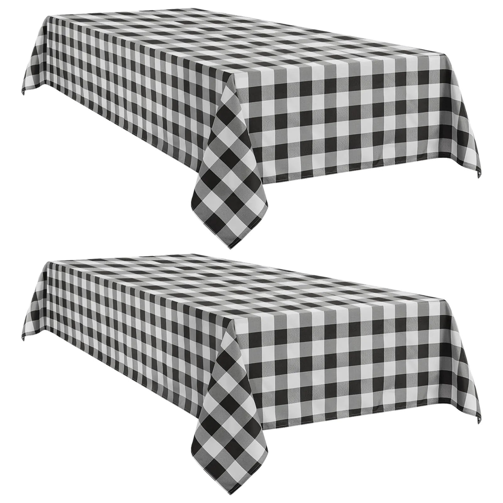 Softalker Tovaglia Rettangolare a Scacchiera Gingham Impermeabile Nero e Bianco, Confezione da 2 - immagine 1