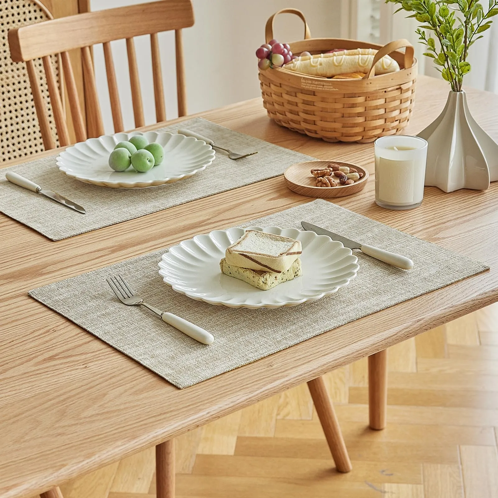 Softalker Set di 8 tovagliette in finto lino, 30 x 45 cm, beige - immagine 2