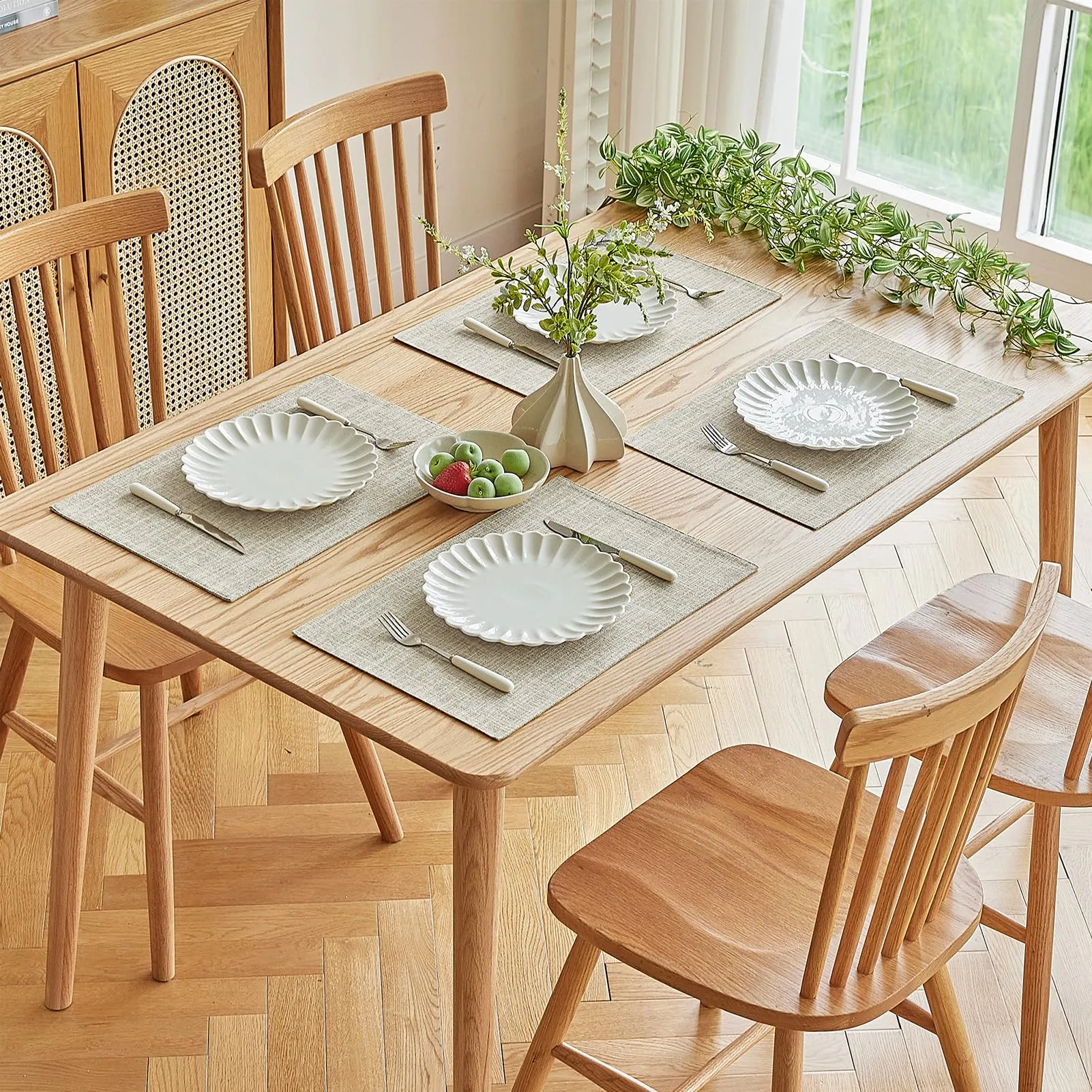 Softalker Set di 8 tovagliette in finto lino, 30 x 45 cm, beige - immagine 7