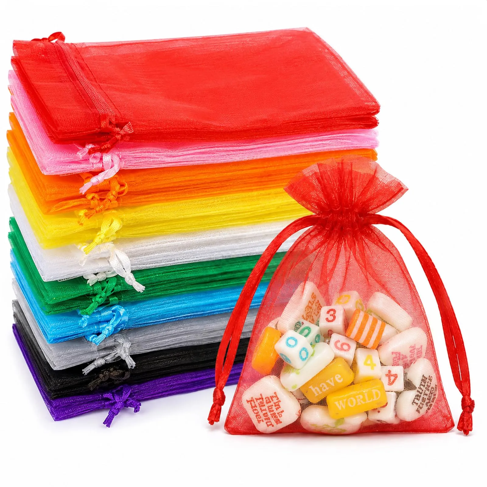 Soodyoow Sacchetti Organza, 100 Pezzi, 7 x 9 cm - immagine 1