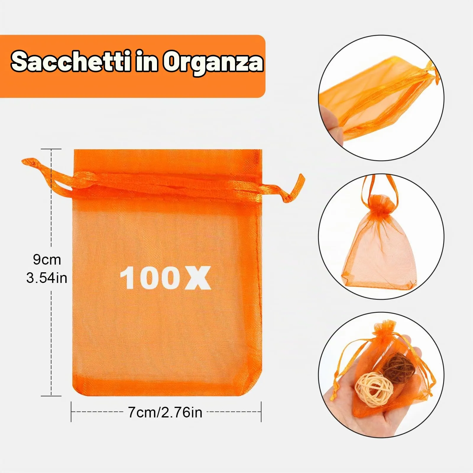 Soodyoow Sacchetti Organza, 100 Pezzi, 7 x 9 cm - immagine 2