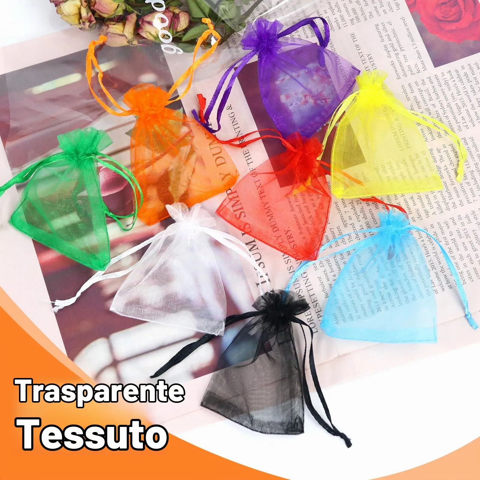 Soodyoow Sacchetti Organza, 100 Pezzi, 7 x 9 cm - immagine 8