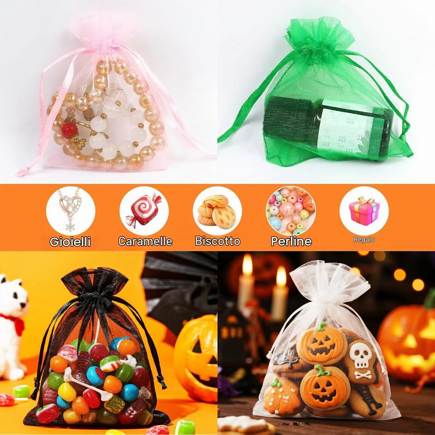 Soodyoow Sacchetti Organza, 100 Pezzi, 7 x 9 cm - immagine 9