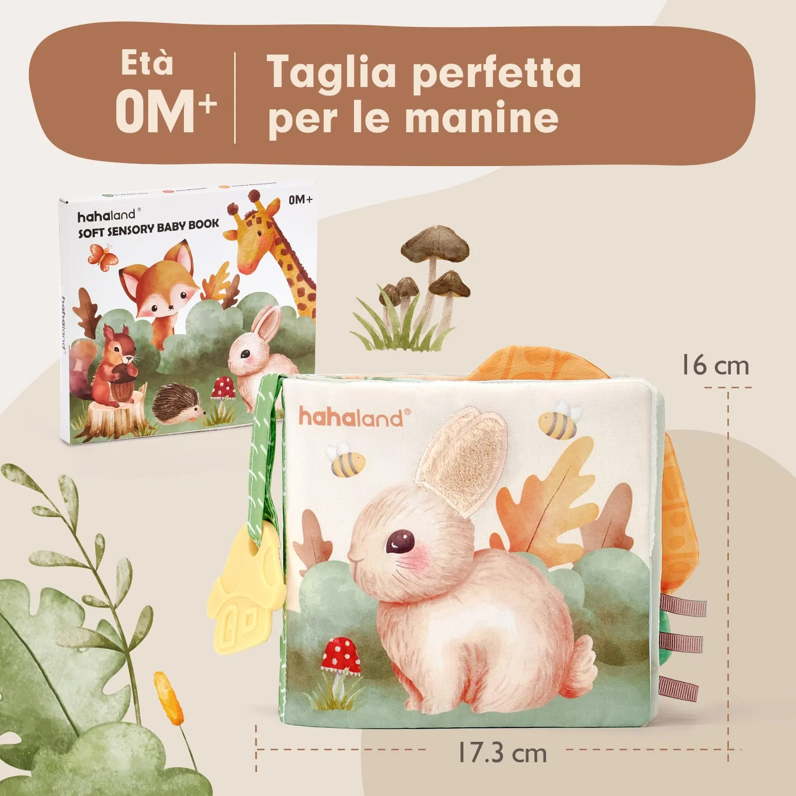 hahaland Libro di Stoffa Interattivo con Animali per Neonati 0-6 Mesi - immagine 7